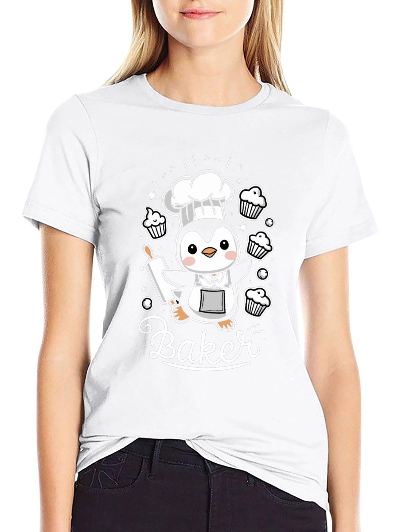 Cute Baker Penguin Graphic Tee