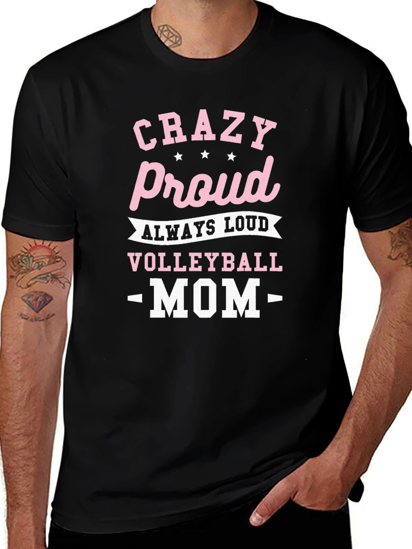 Crazy Proud Volleyball Mom Black T-Shirt
