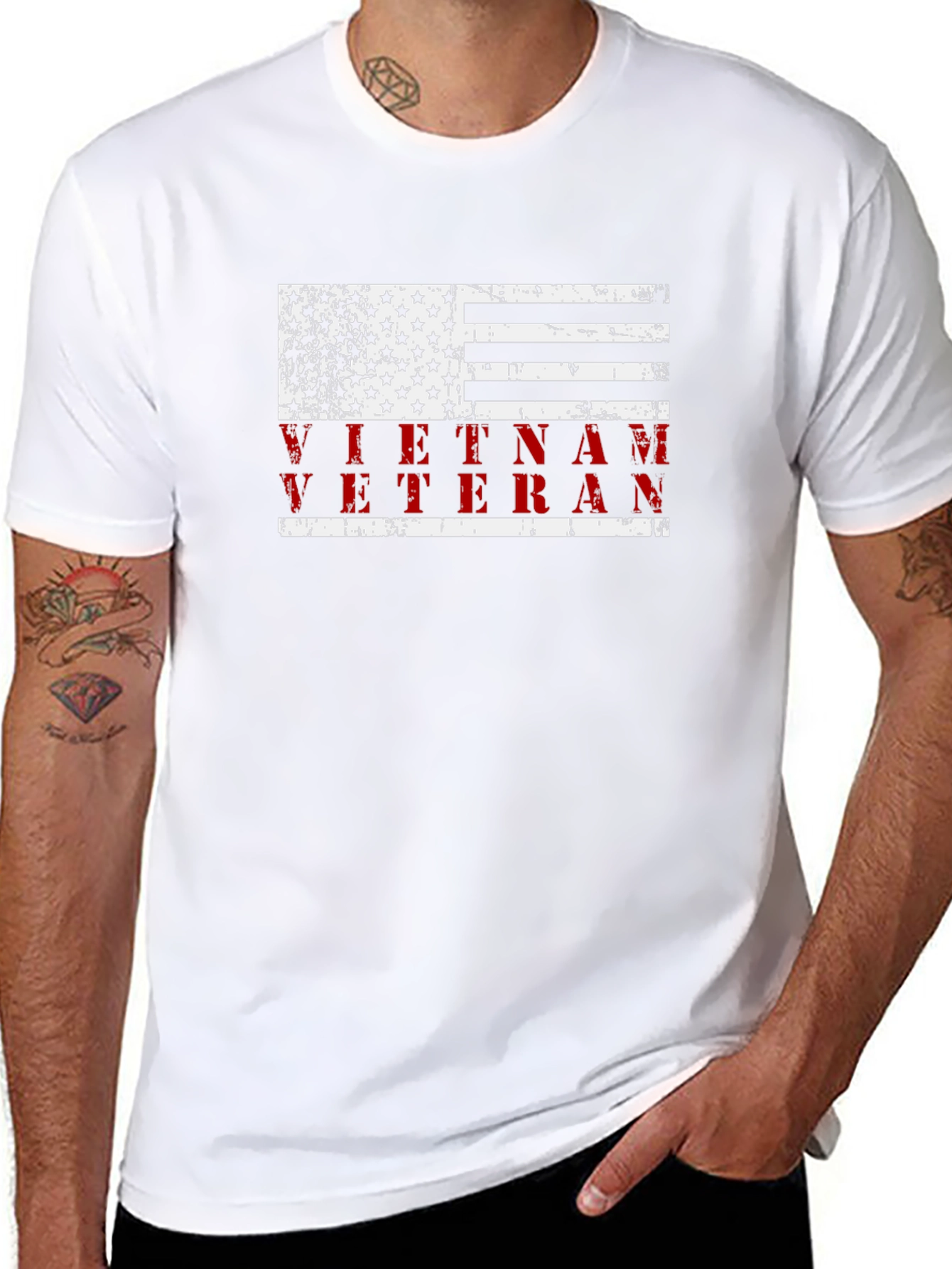Vietnam Veteran American Flag Graphic T-Shirt