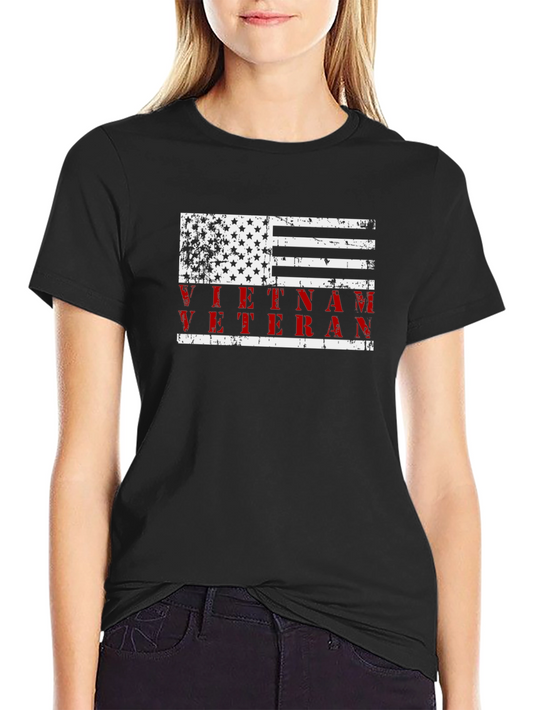 Vietnam Veteran American Flag Graphic T-Shirt