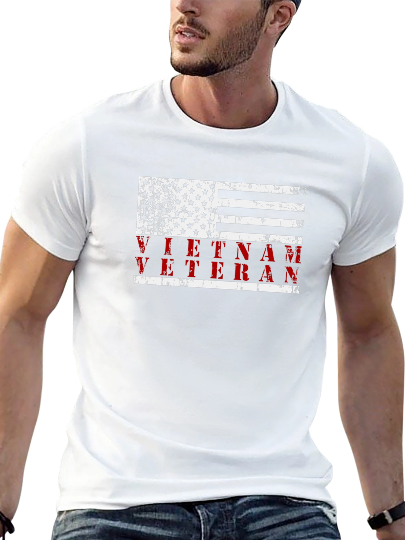 Vietnam Veteran American Flag Graphic T-Shirt