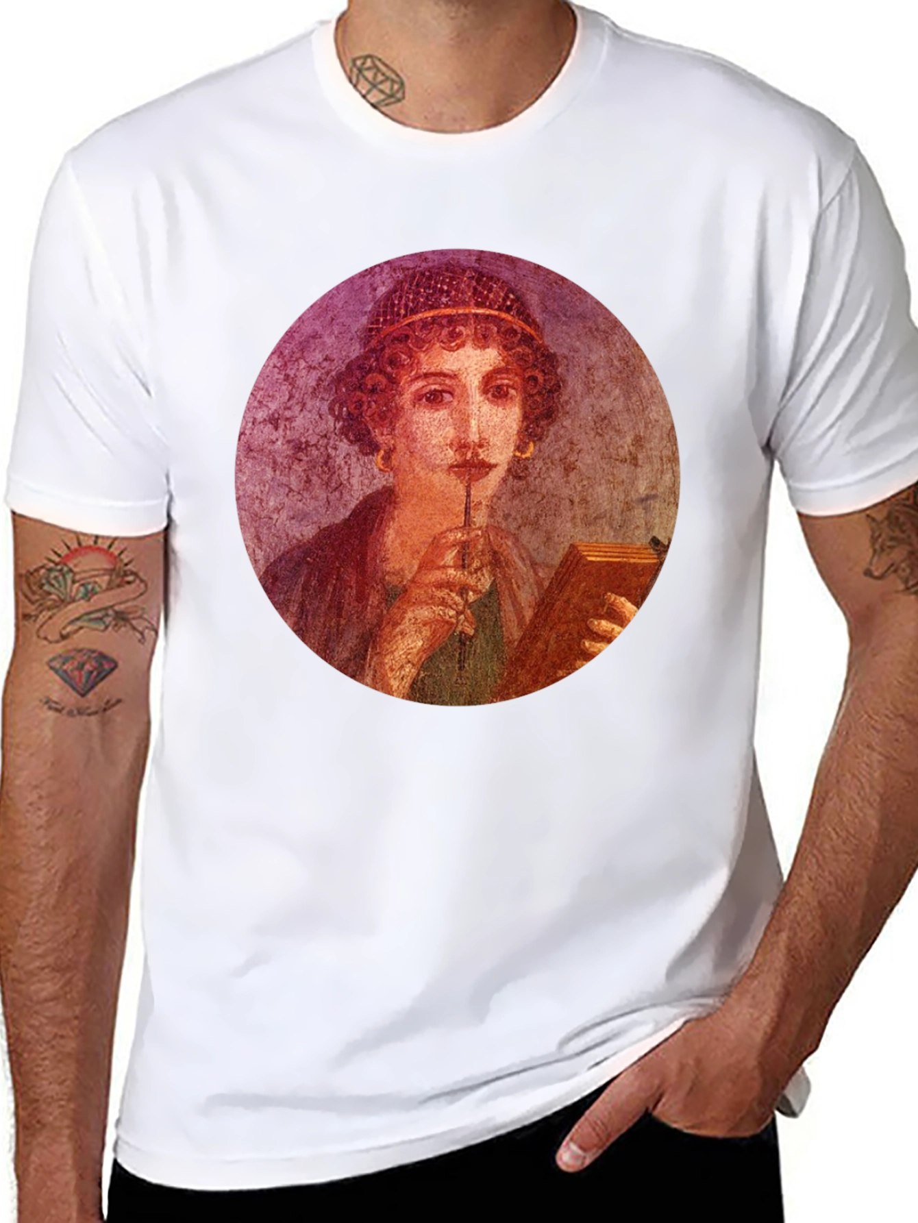 Pompeii Portrait Tee - Black Graphic T-Shirt