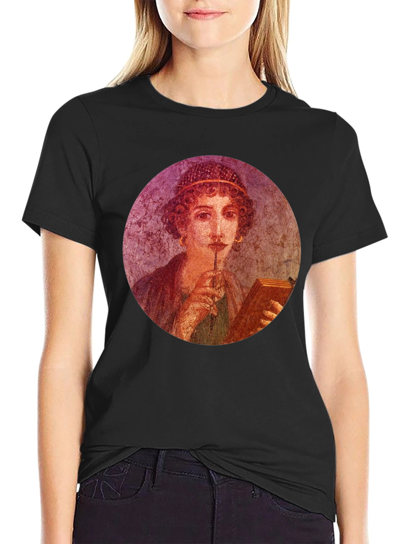 Pompeii Portrait Tee - Black Graphic T-Shirt