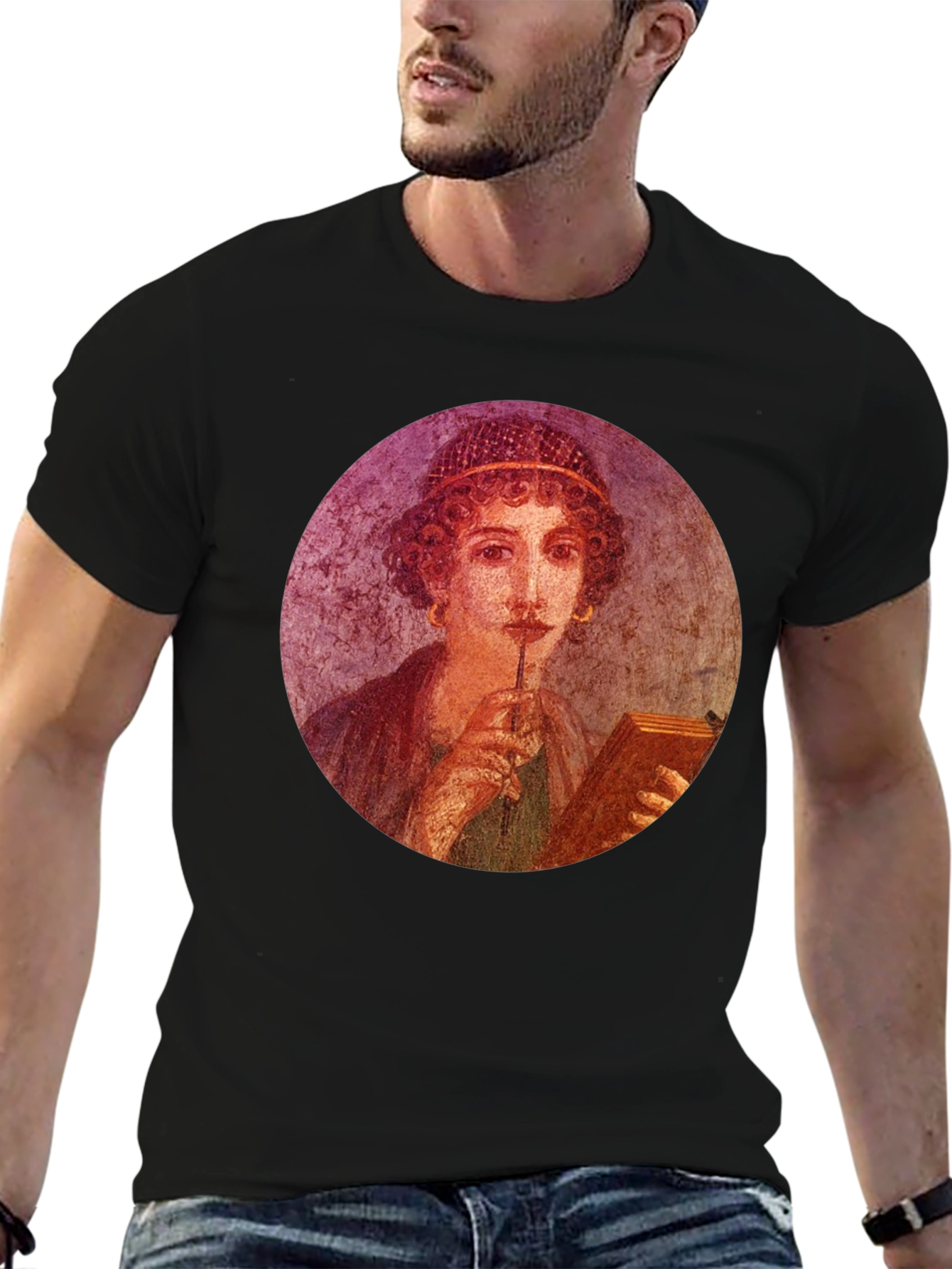 Pompeii Portrait Tee - Black Graphic T-Shirt