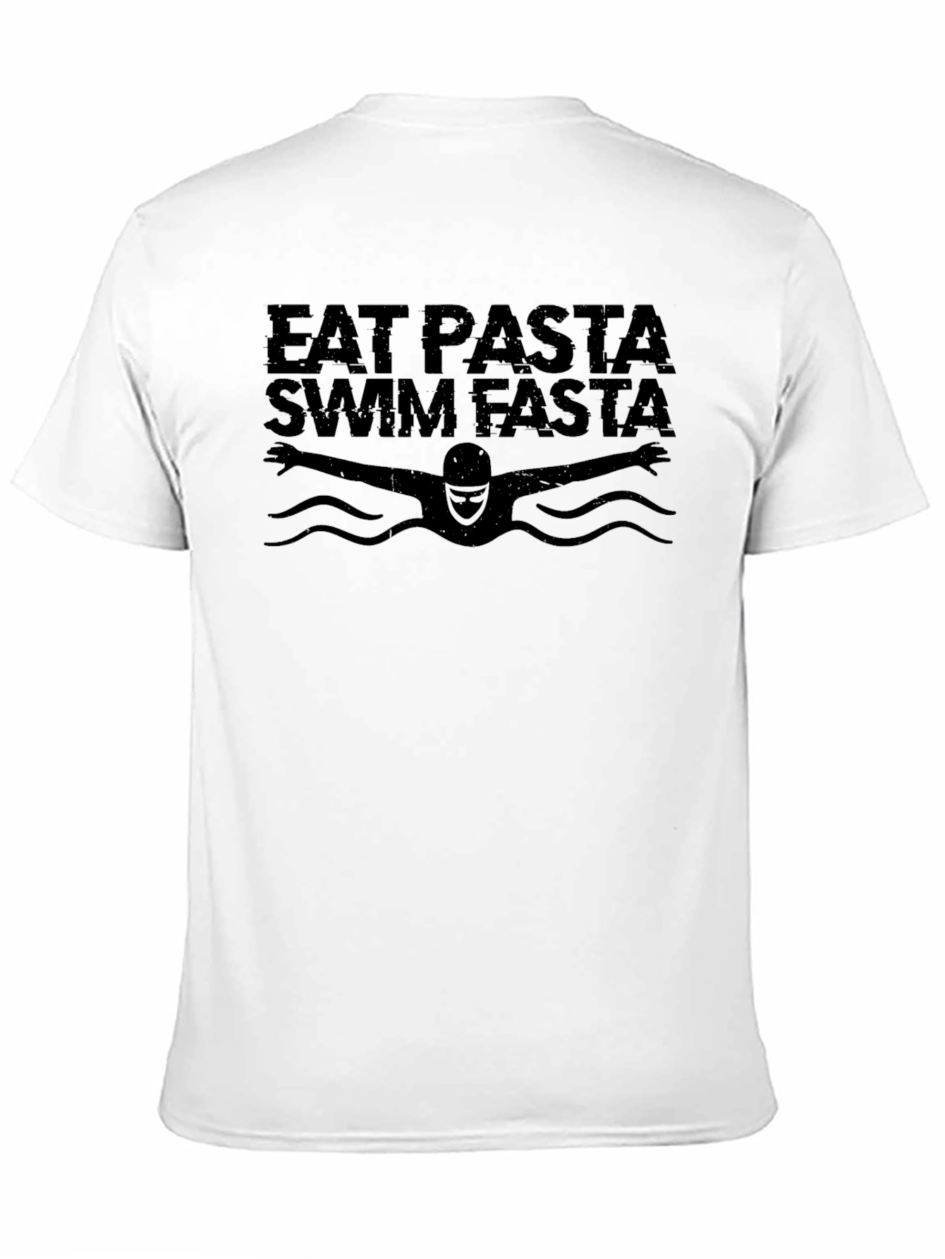 Eat Pasta Swim Fasta Black Graphic T-Shirt