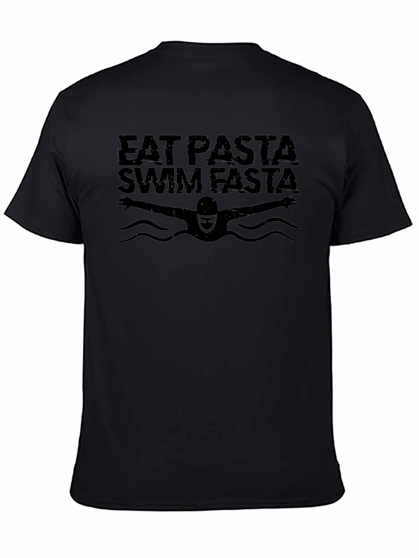 Eat Pasta Swim Fasta Black Graphic T-Shirt