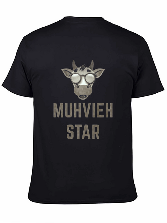 Muhvieh Star Cow T-Shirt - Black Cotton Tee