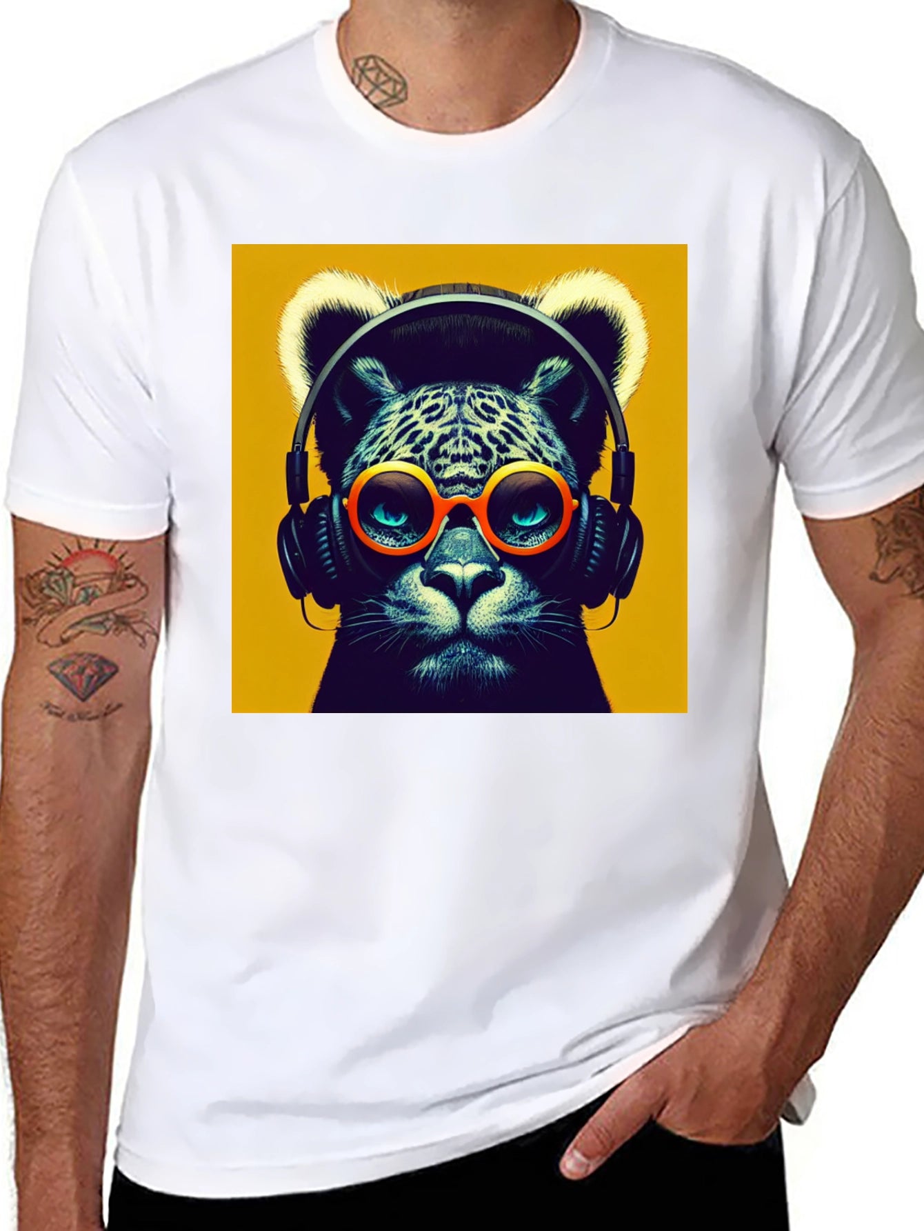 Cool Cat Graphic Tee - Music Lover T-Shirt