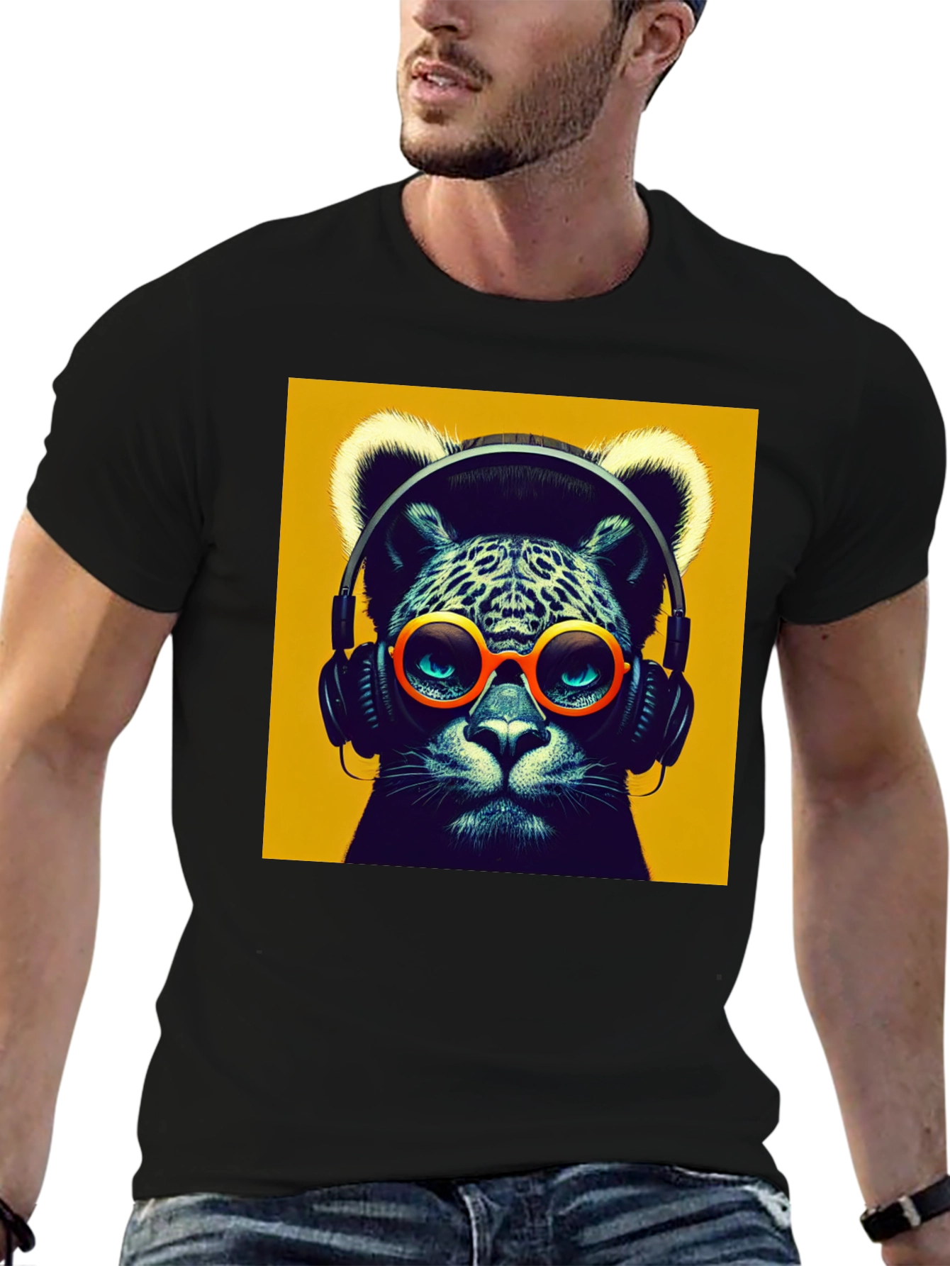Cool Cat Graphic Tee - Music Lover T-Shirt