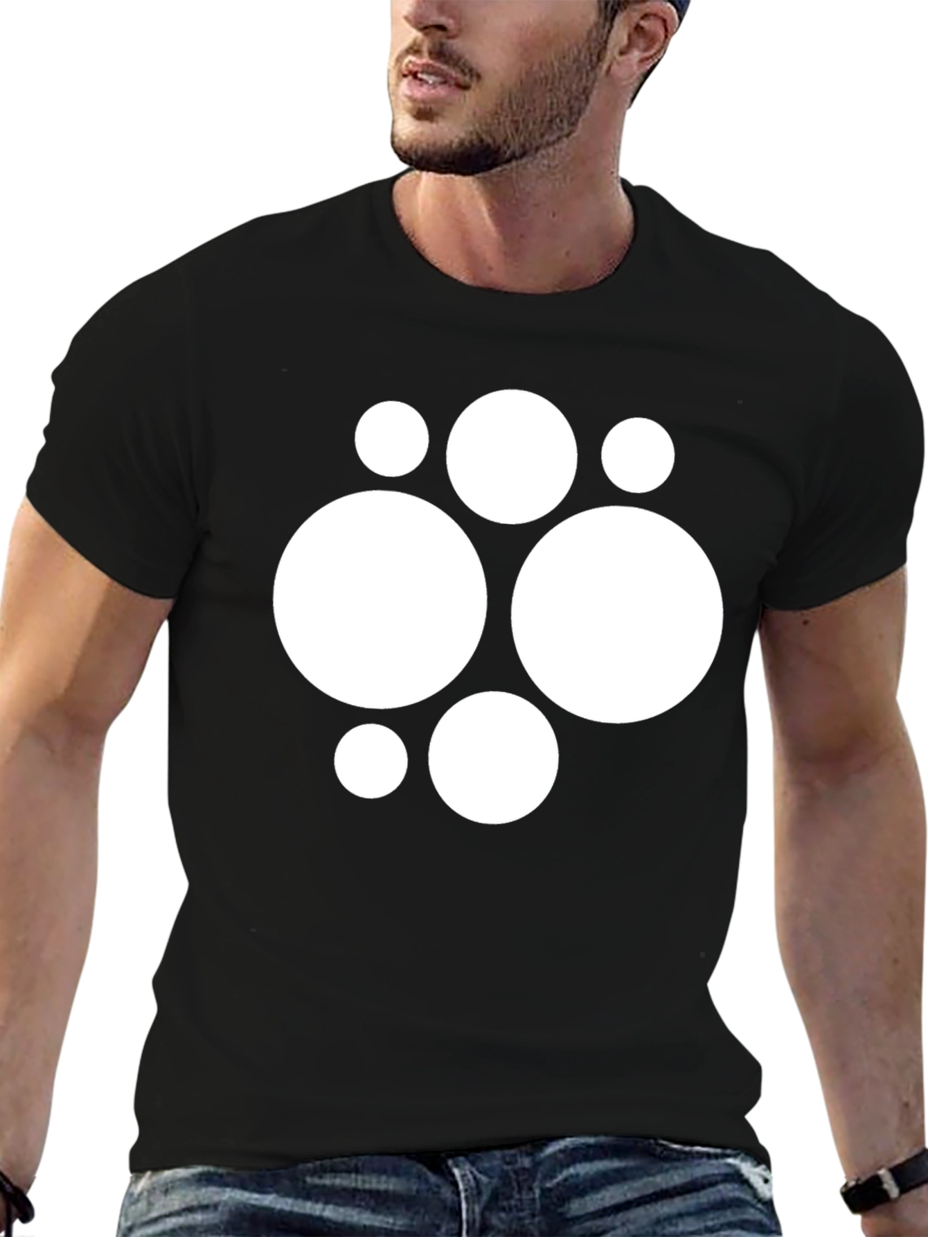 Modern Circle Pattern Black T-Shirt