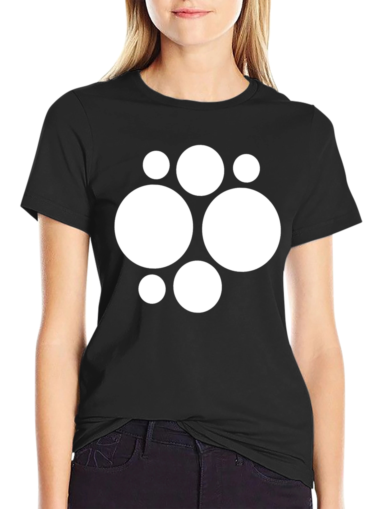 Modern Circle Pattern Black T-Shirt