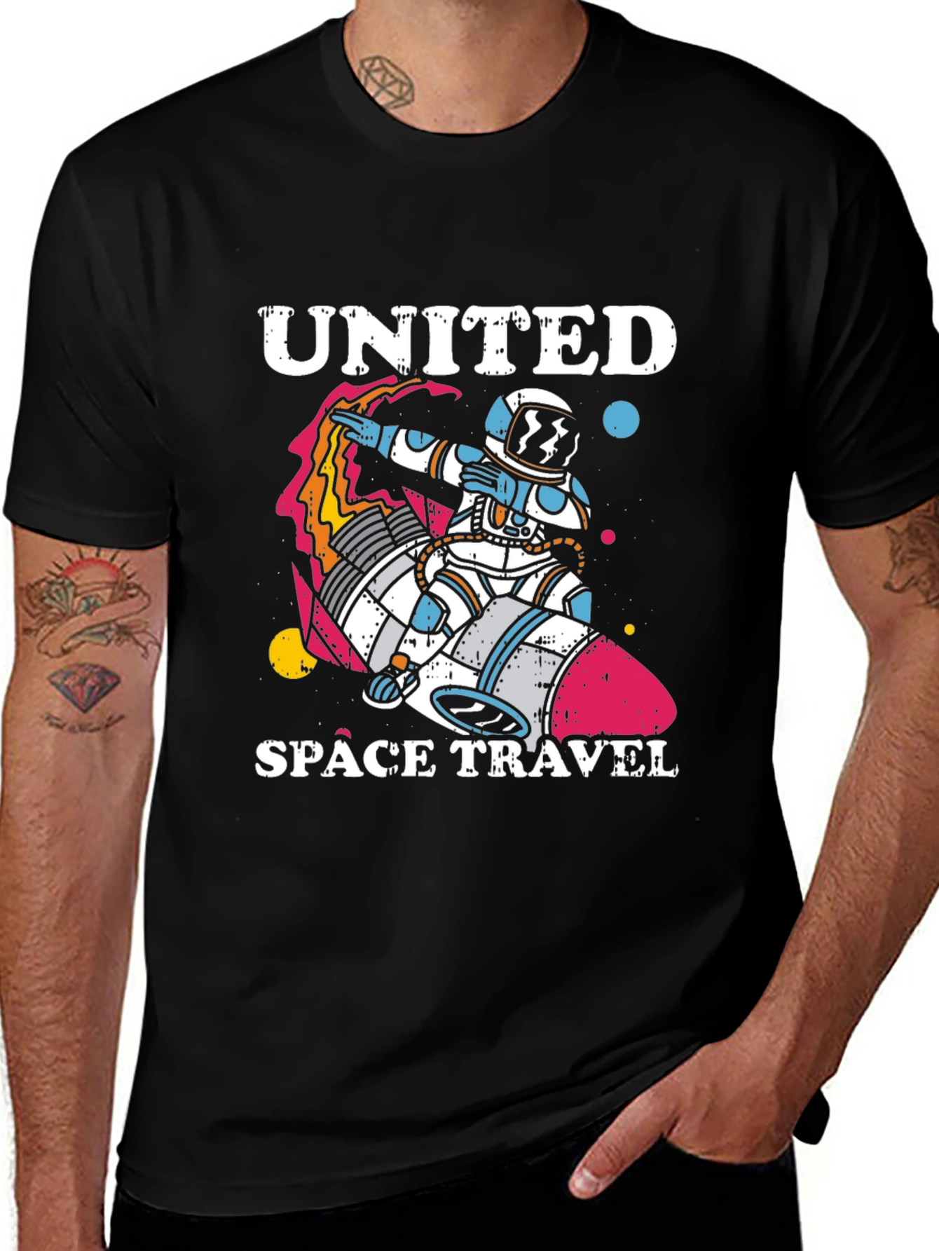 United Space Travel T-Shirt - Astronaut Rocket Tee