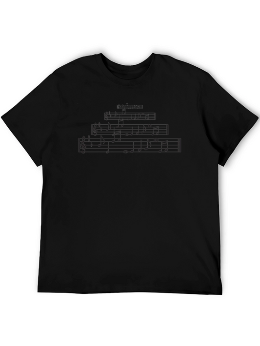 Musical Score Graphic Tee - Black Cotton T-Shirt