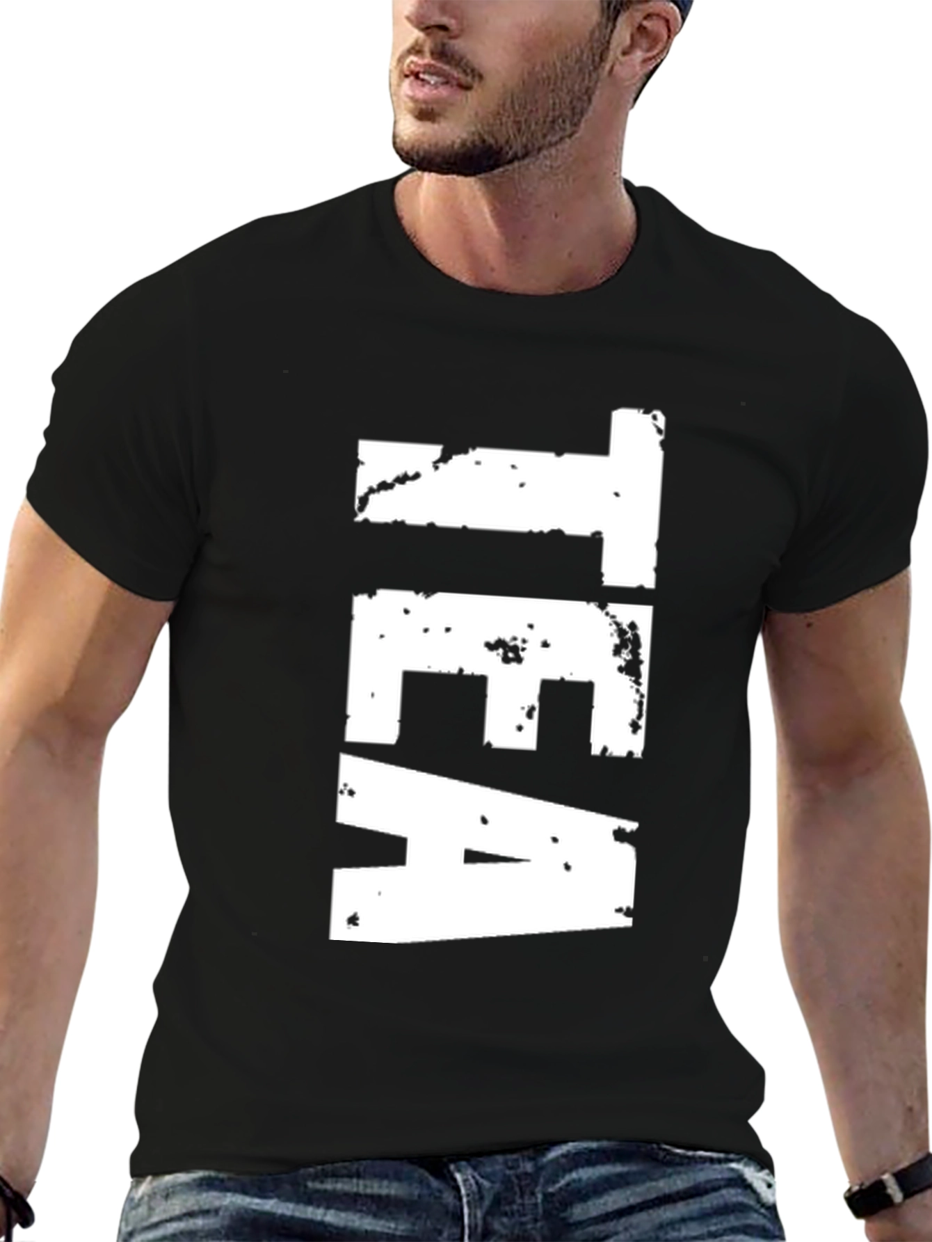 Mens Black TEA Graphic T-Shirt