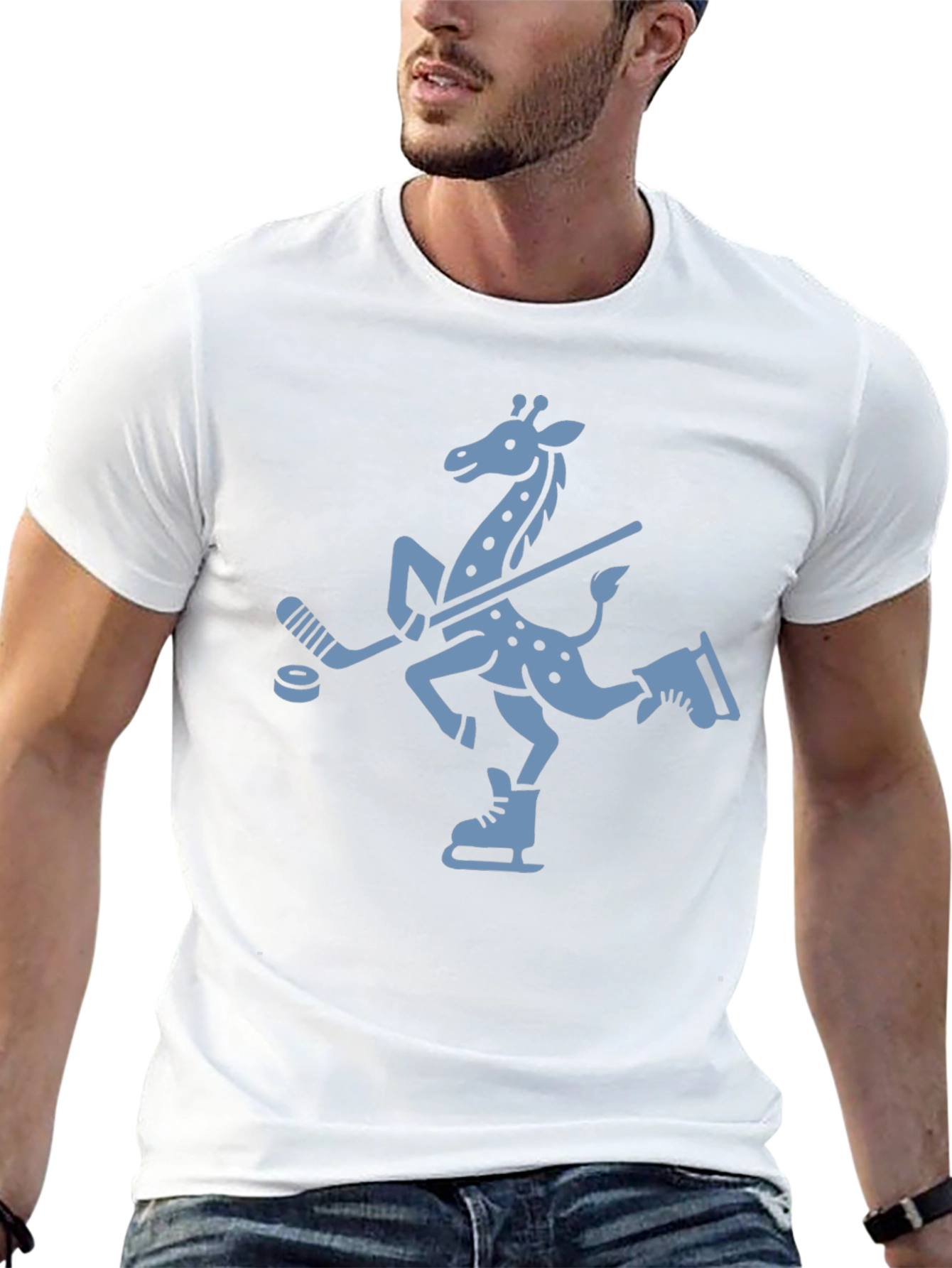 Quirky Giraffe Ice Hockey T-Shirt
