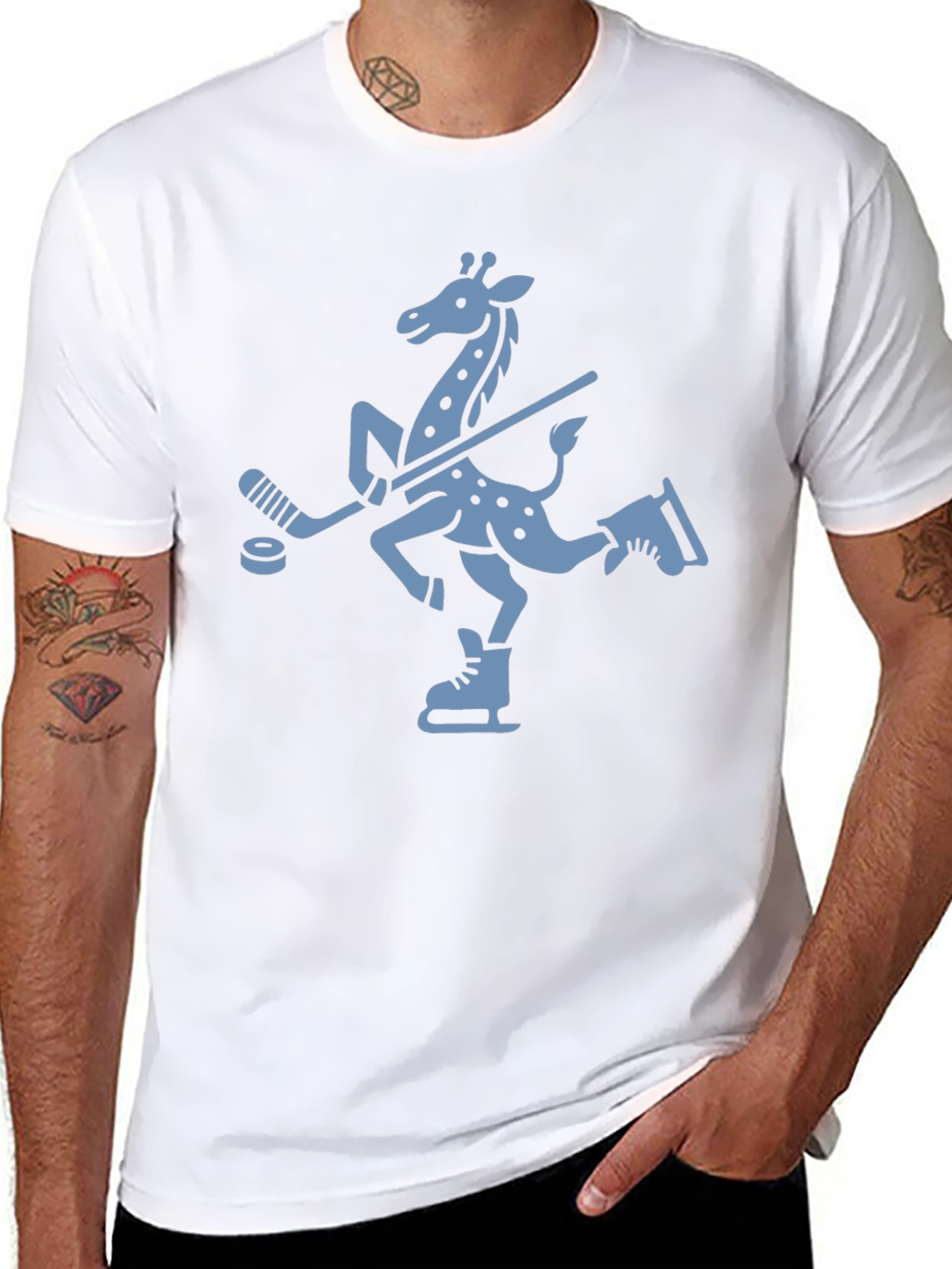 Quirky Giraffe Ice Hockey T-Shirt