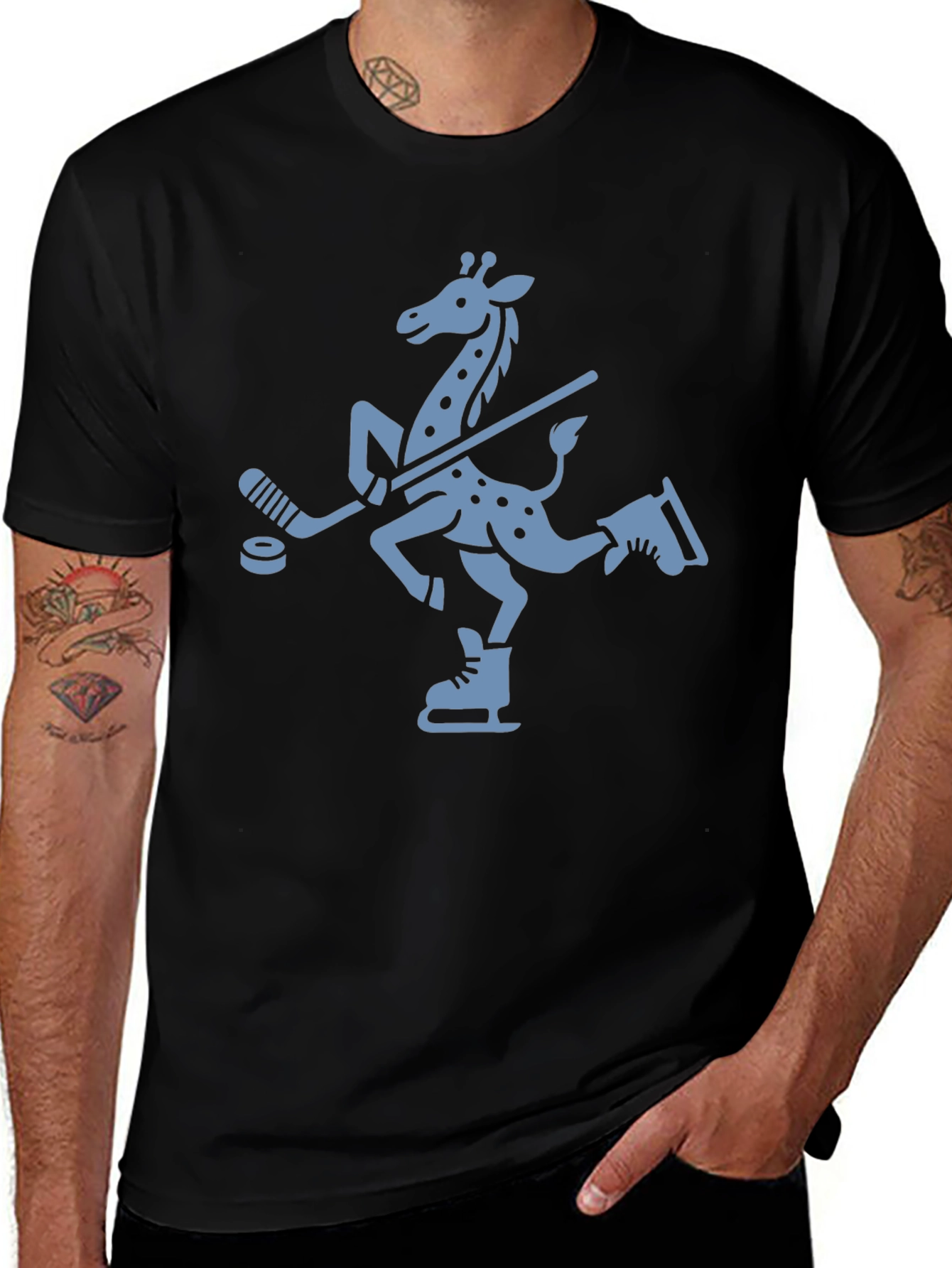 Quirky Giraffe Ice Hockey T-Shirt