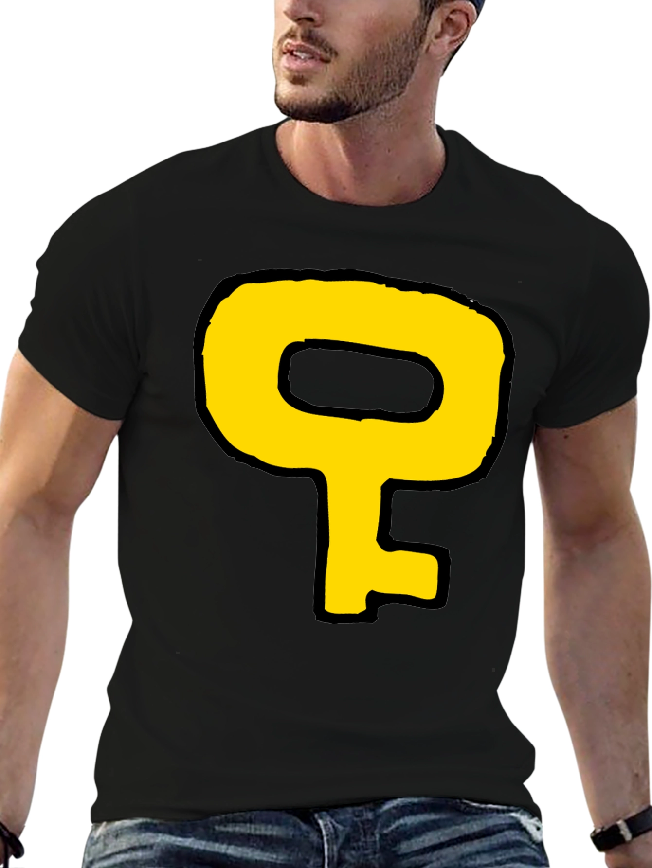 Cartoon Key Graphic Black T-Shirt