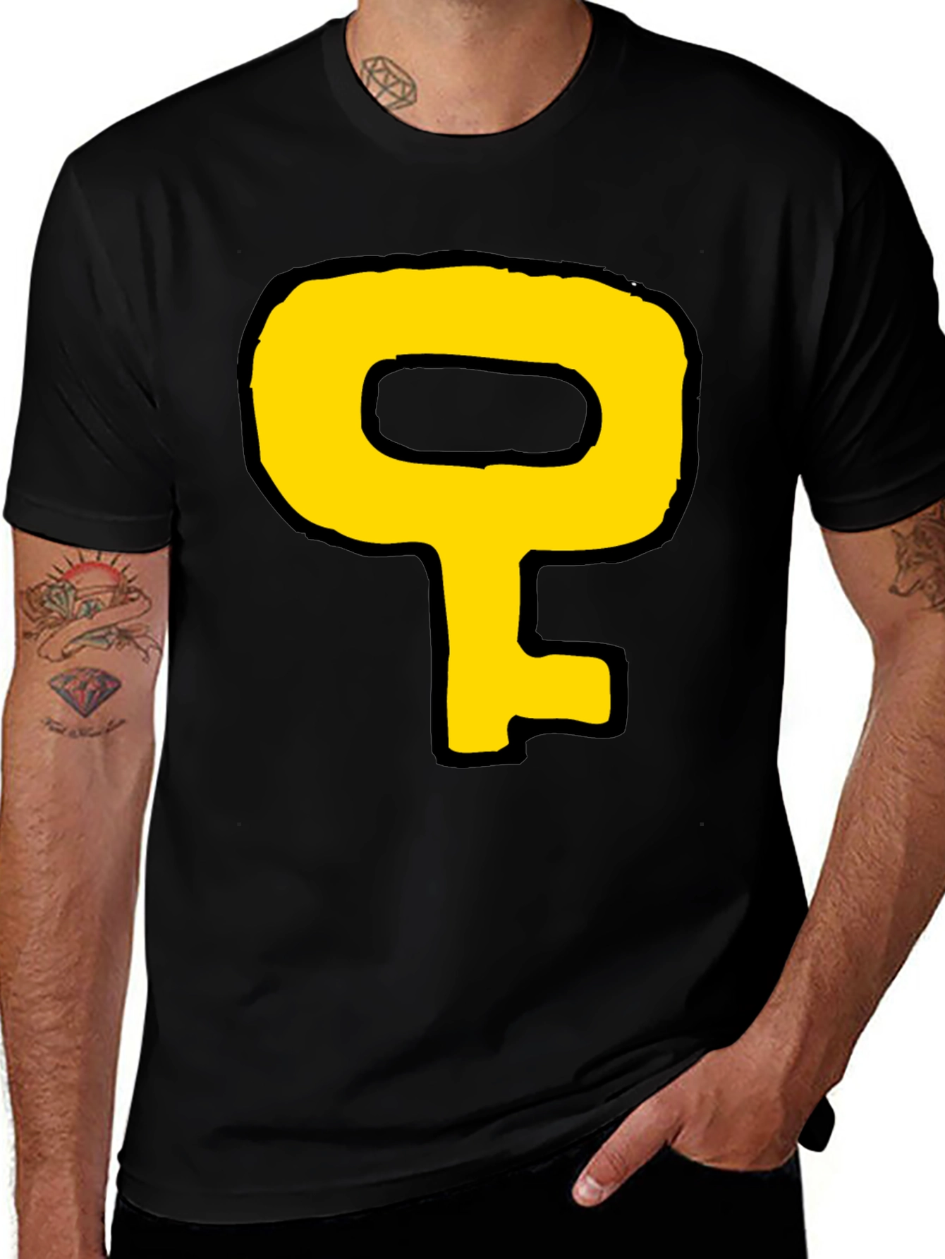 Cartoon Key Graphic Black T-Shirt
