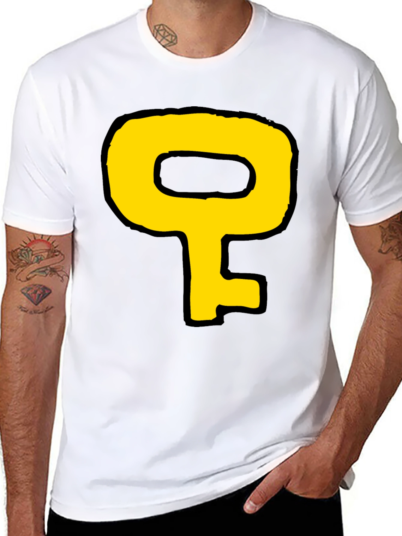 Cartoon Key Graphic Black T-Shirt