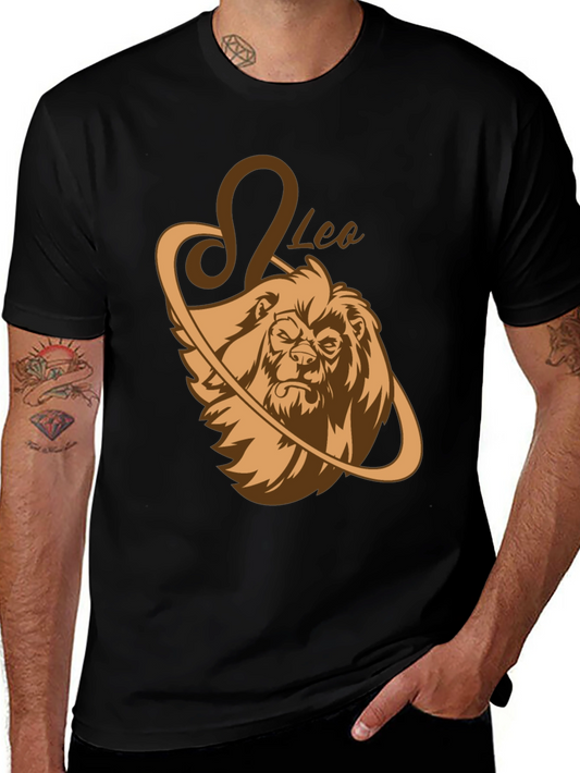 Leo Zodiac Graphic Tee - Black Lion Shirt