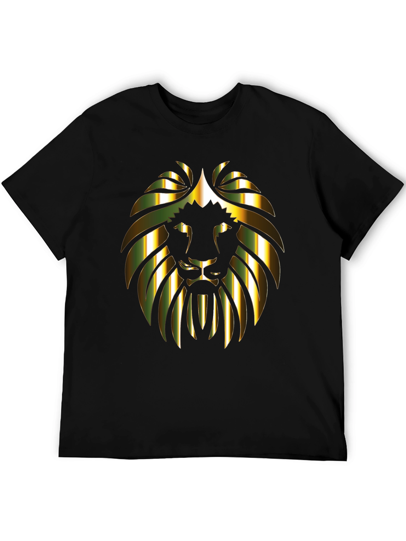 Gold Lion Graphic Print Black T-Shirt