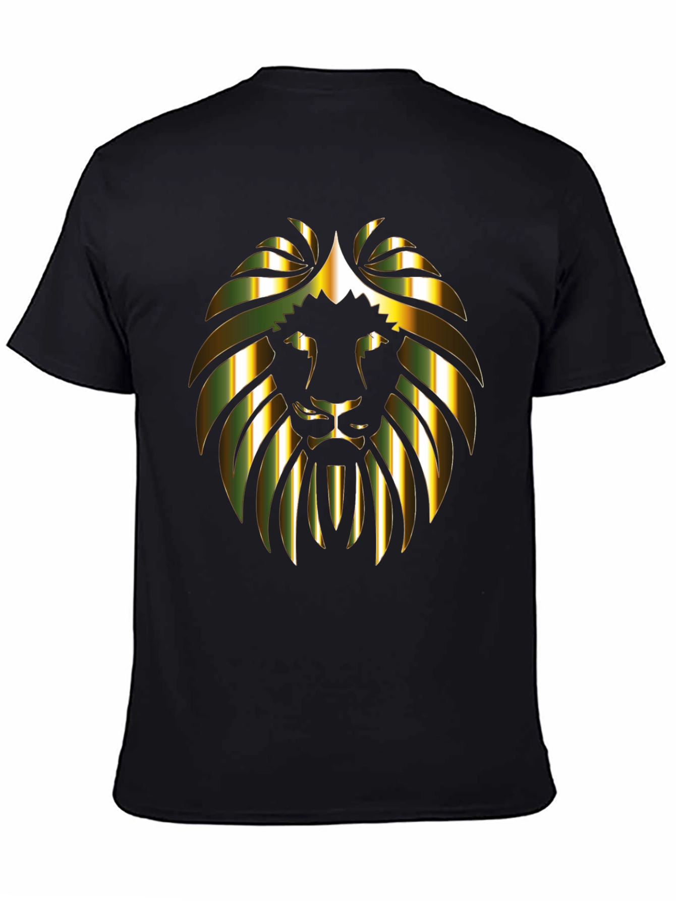 Gold Lion Graphic Print Black T-Shirt
