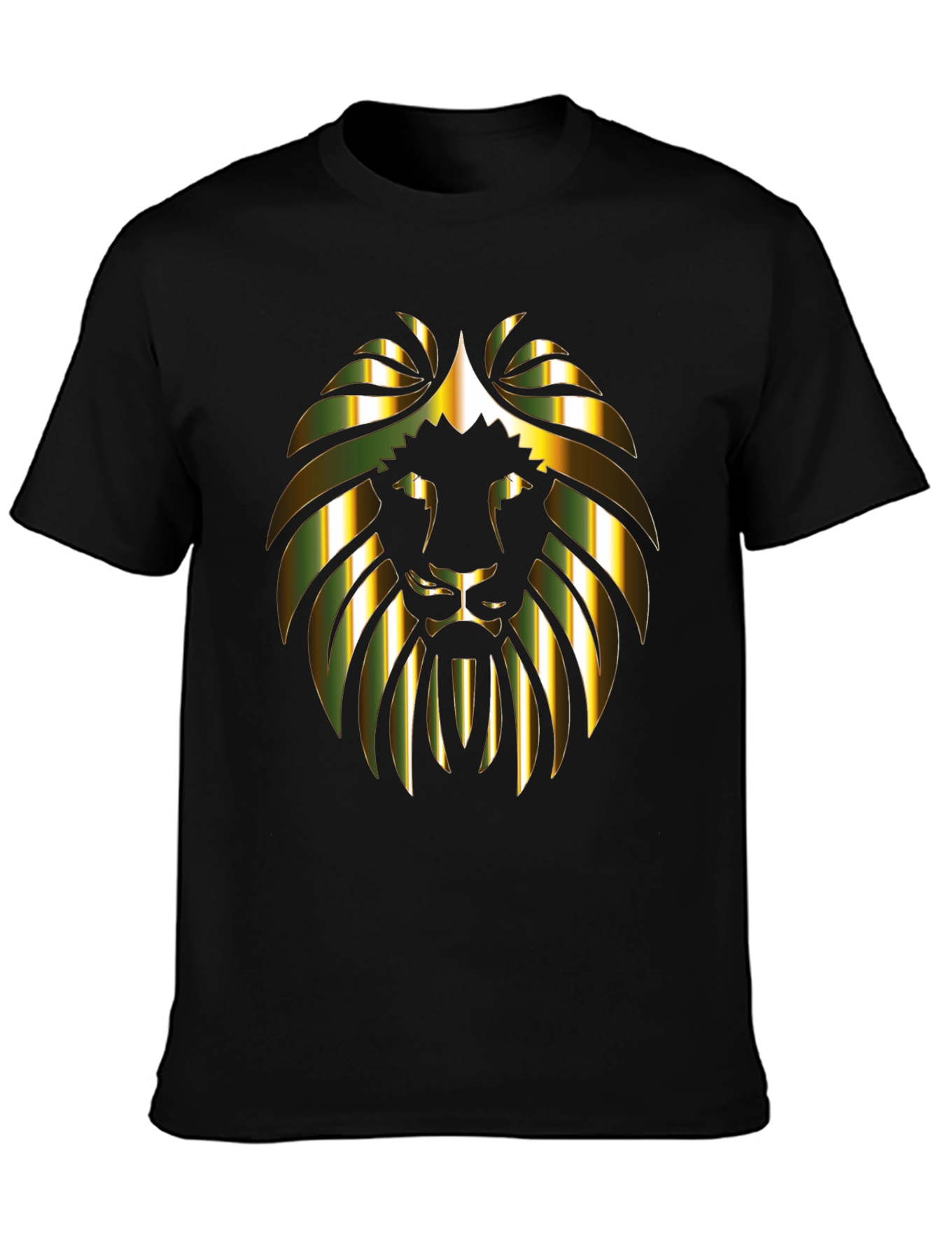 Gold Lion Graphic Print Black T-Shirt