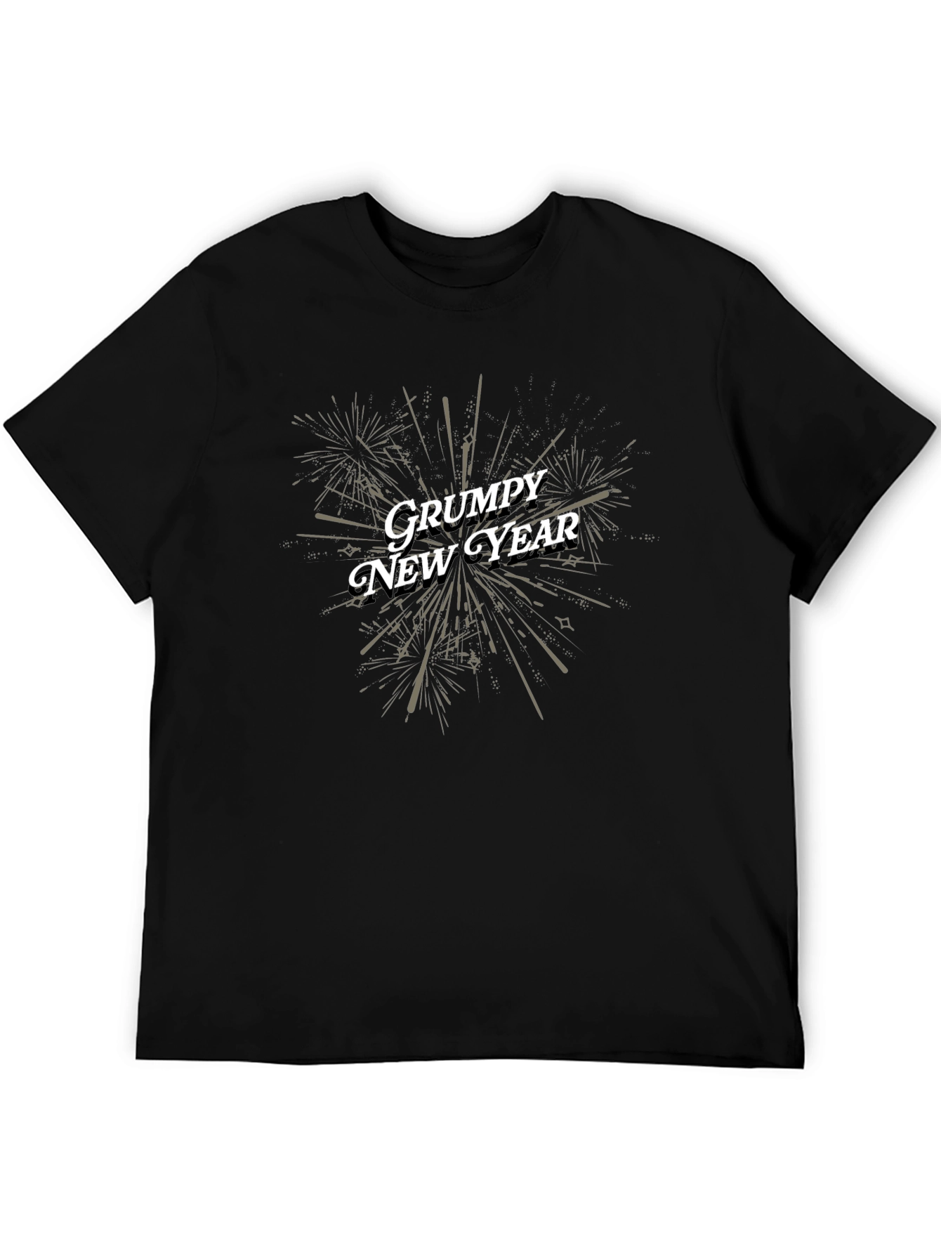 Grumpy New Year Graphic T-Shirt - Black