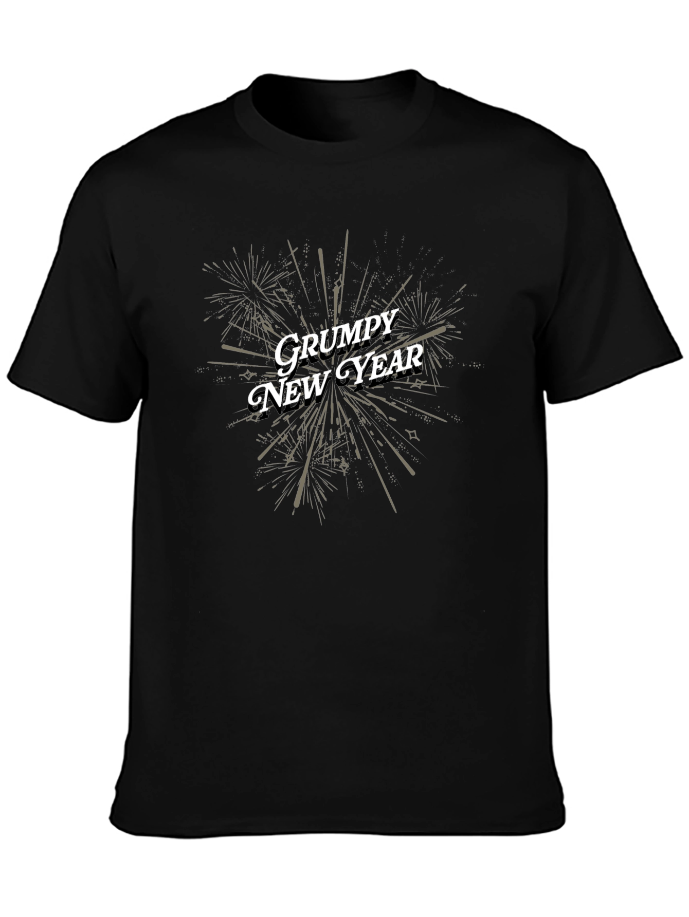 Grumpy New Year Graphic T-Shirt - Black