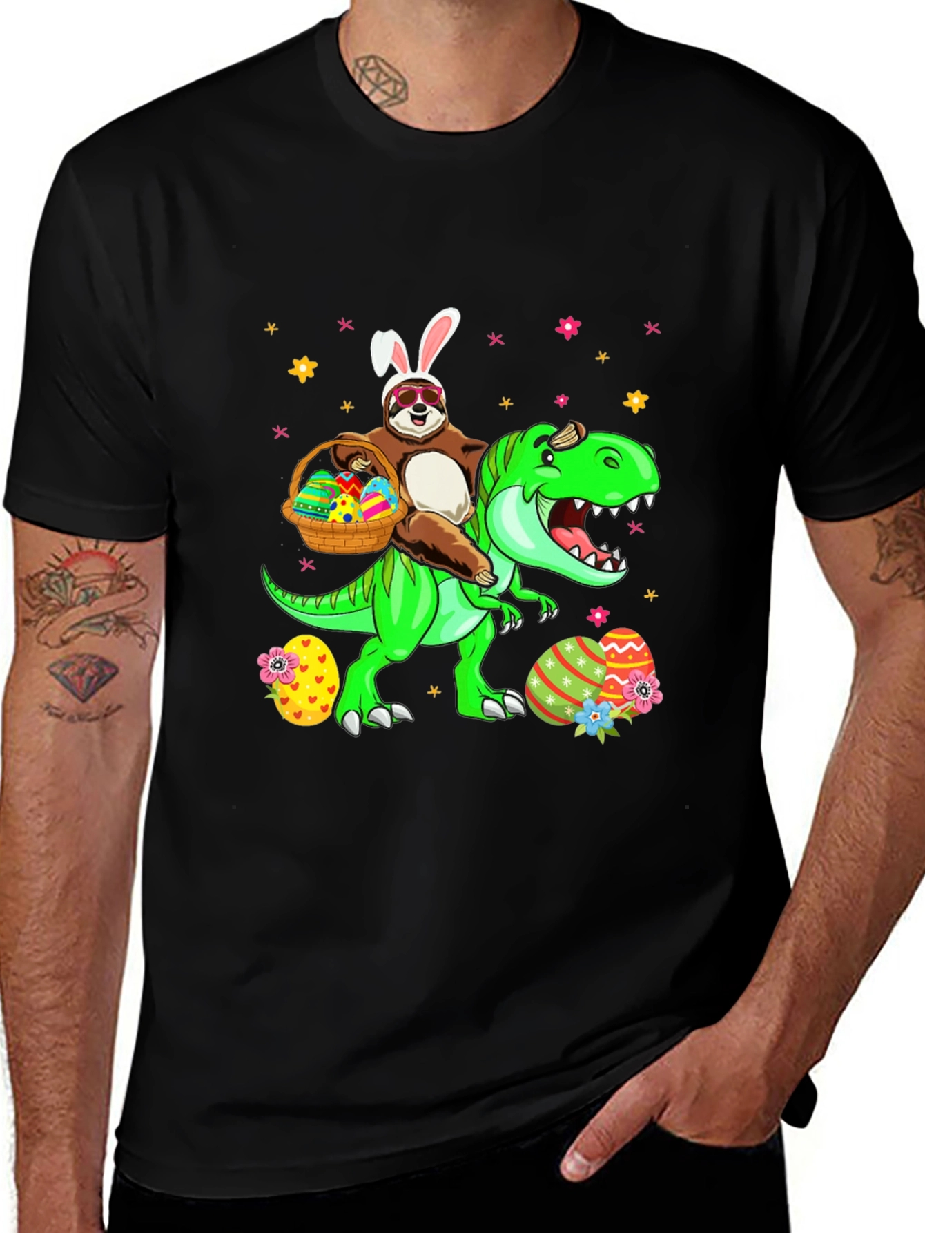 Sloth Riding Dinosaur Easter T-Shirt