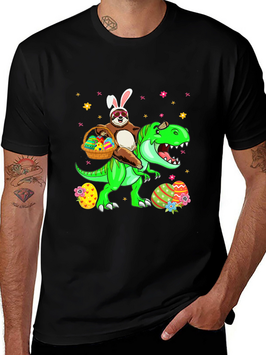 Sloth Riding Dinosaur Easter T-Shirt
