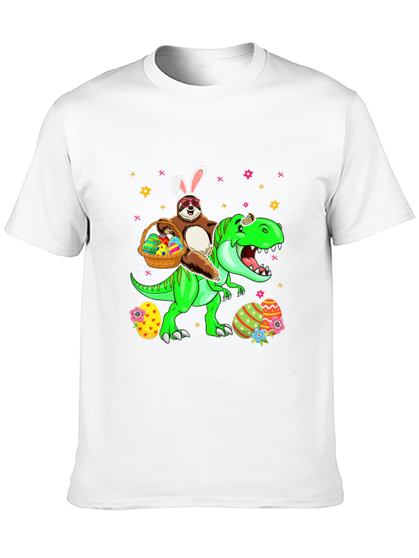 Sloth Riding Dinosaur Easter T-Shirt