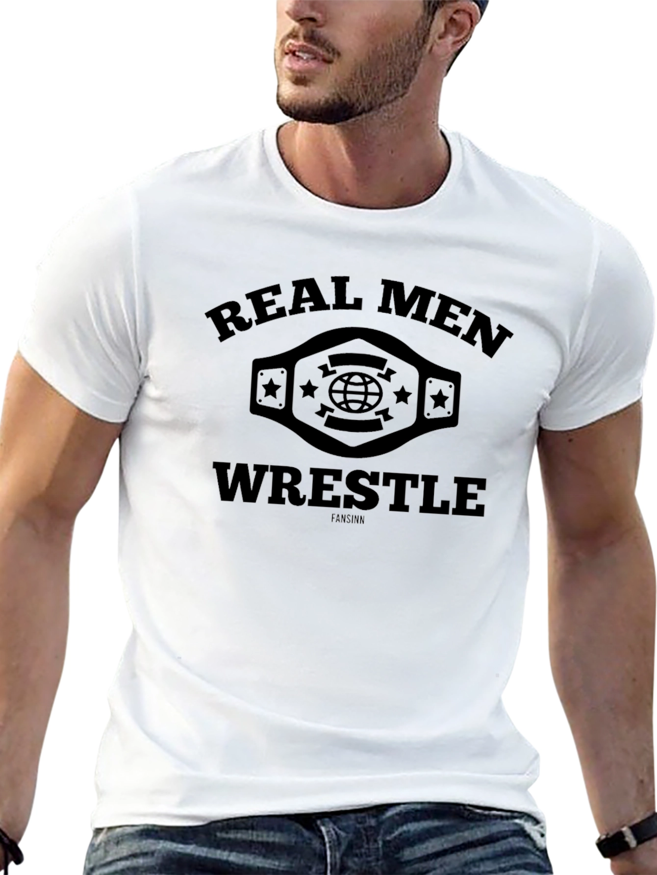 Real Men Wrestle Black T-Shirt