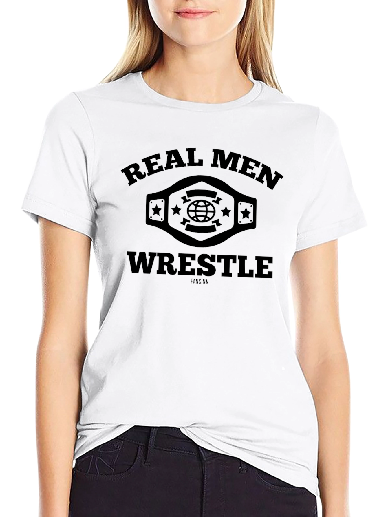 Real Men Wrestle Black T-Shirt
