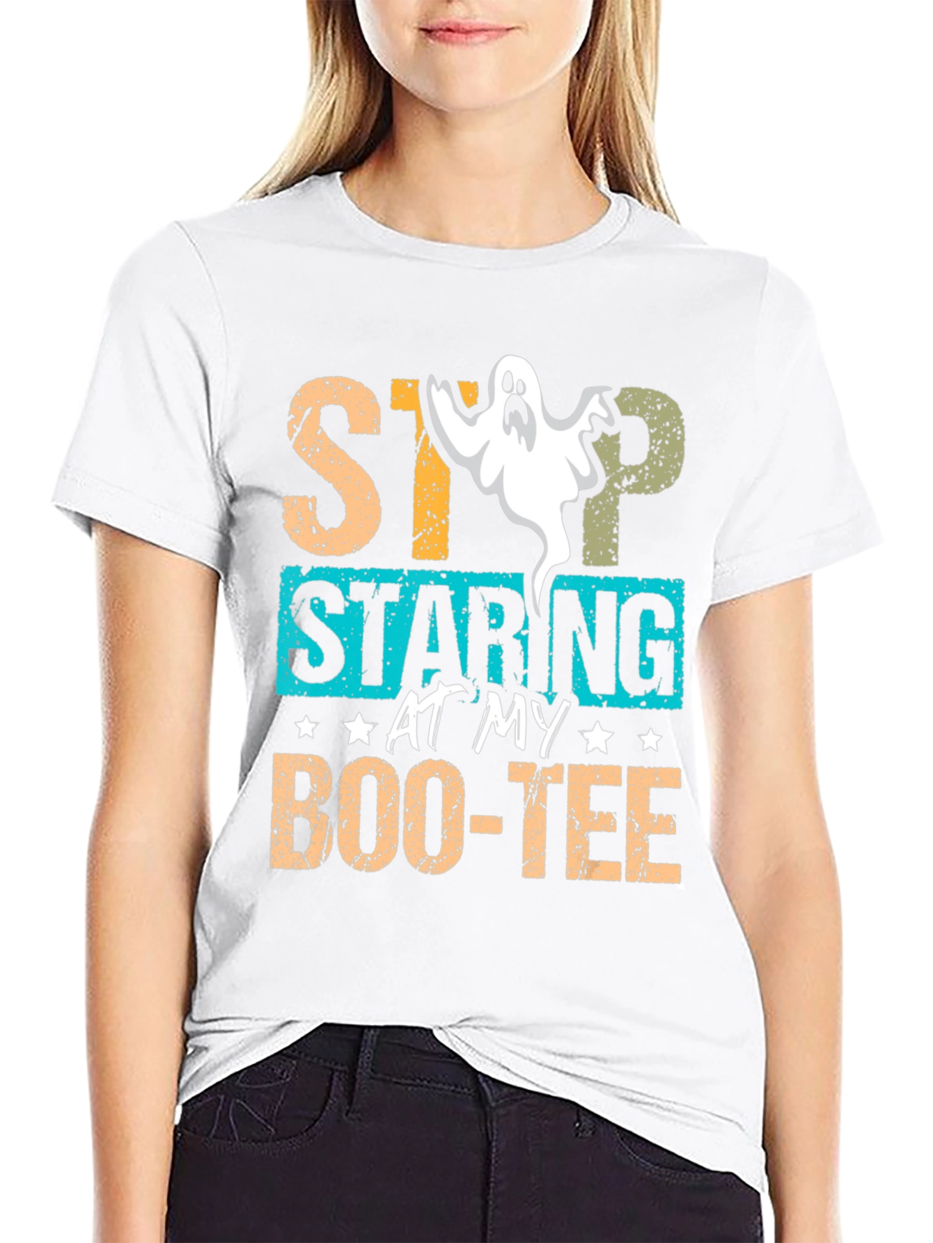 Stop Staring At My Boo-tee Halloween Graphic T-Shirt