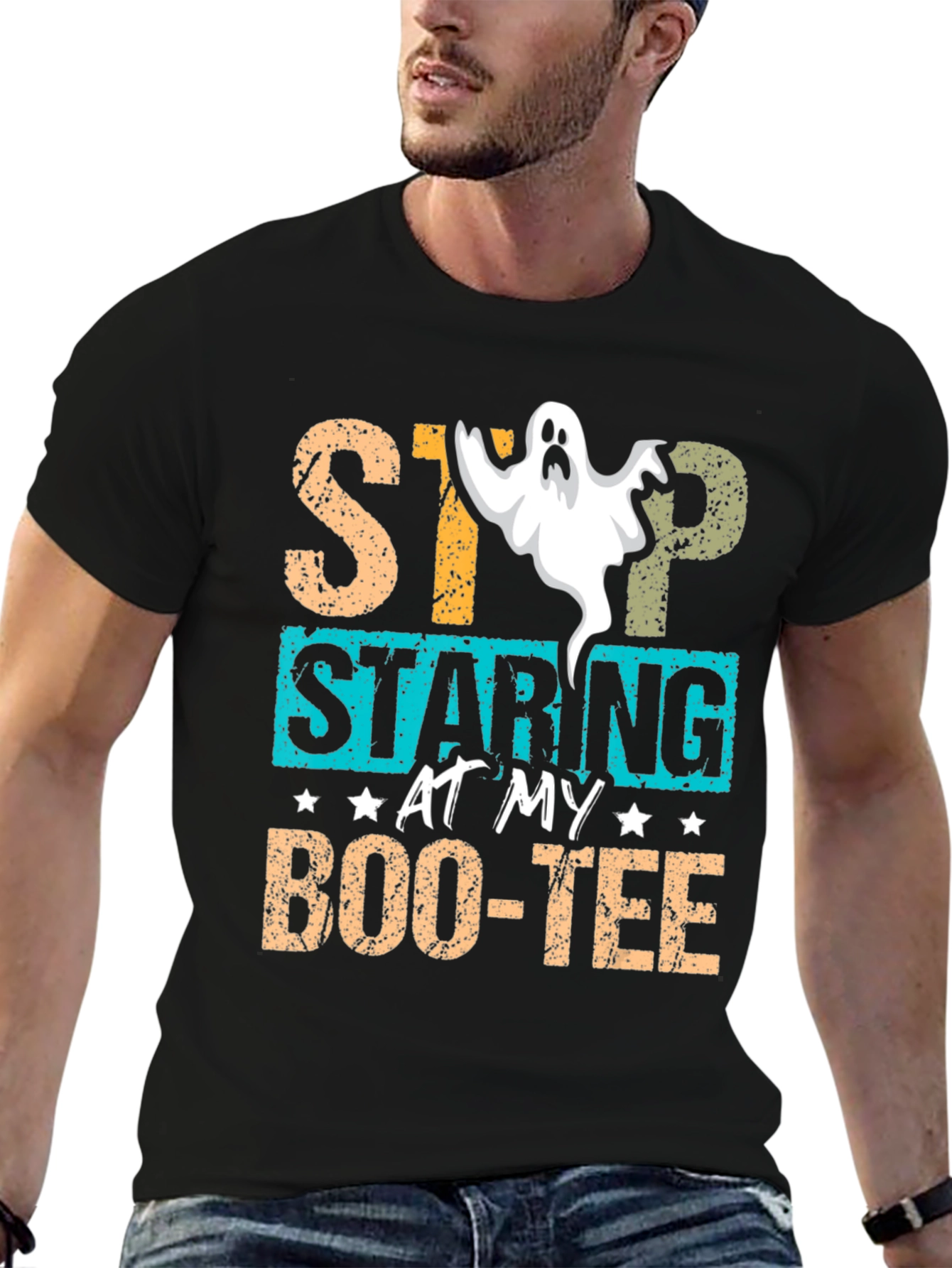 Stop Staring At My Boo-tee Halloween Graphic T-Shirt