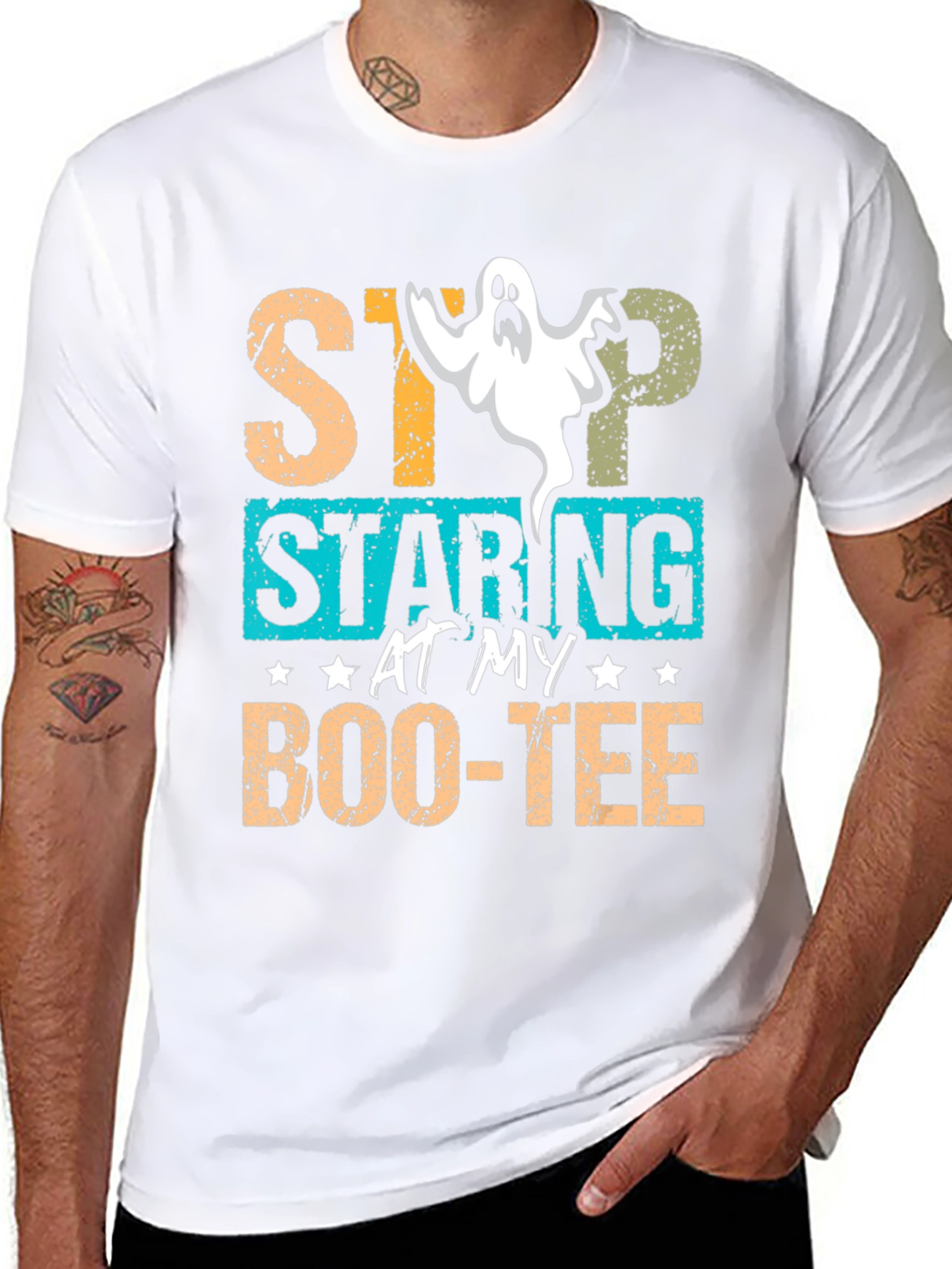 Stop Staring At My Boo-tee Halloween Graphic T-Shirt
