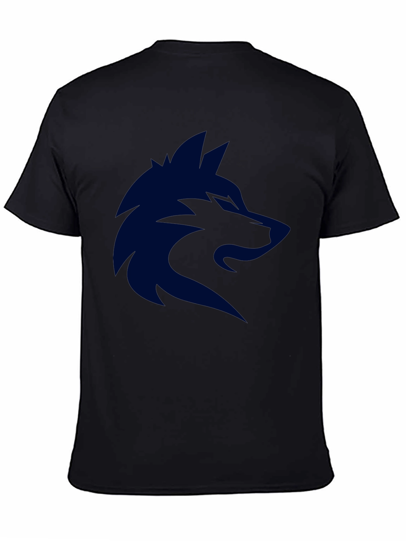 Mens Black T-Shirt with Wolf Graphic