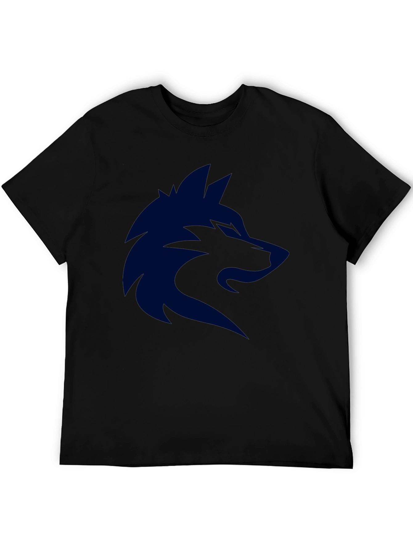 Mens Black T-Shirt with Wolf Graphic