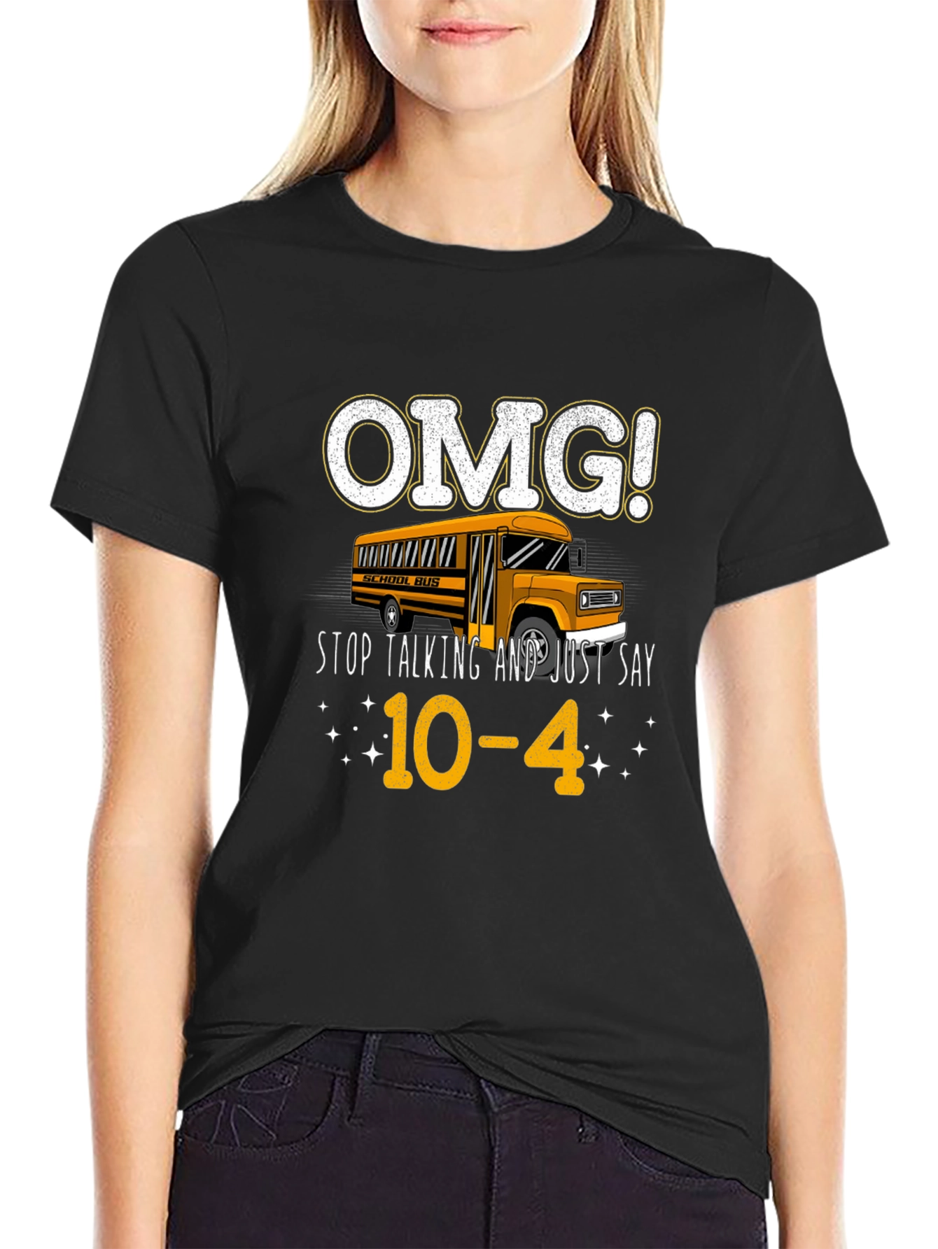 OMG! School Bus 10-4 Black Graphic Tee
