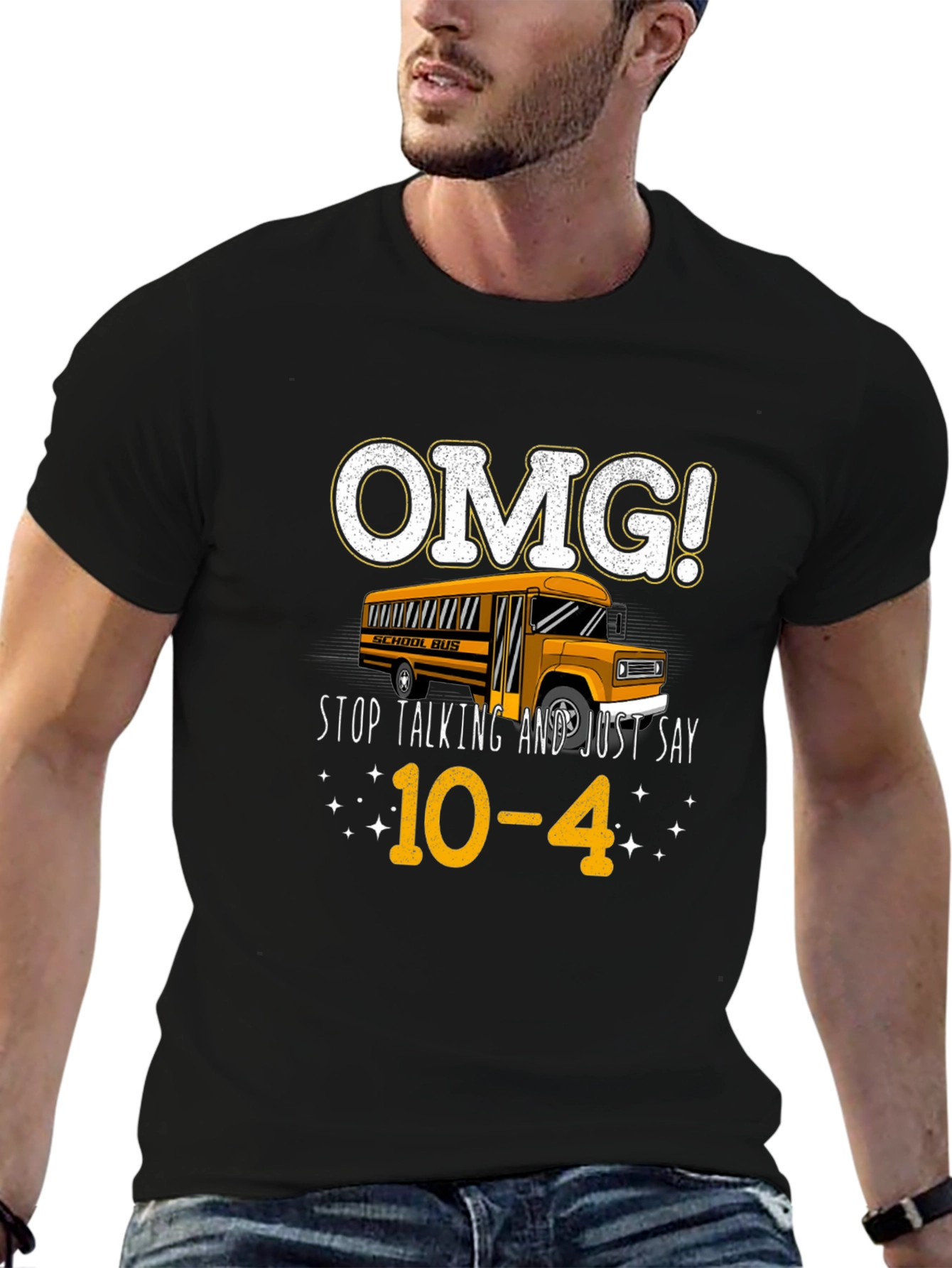 OMG! School Bus 10-4 Black Graphic Tee