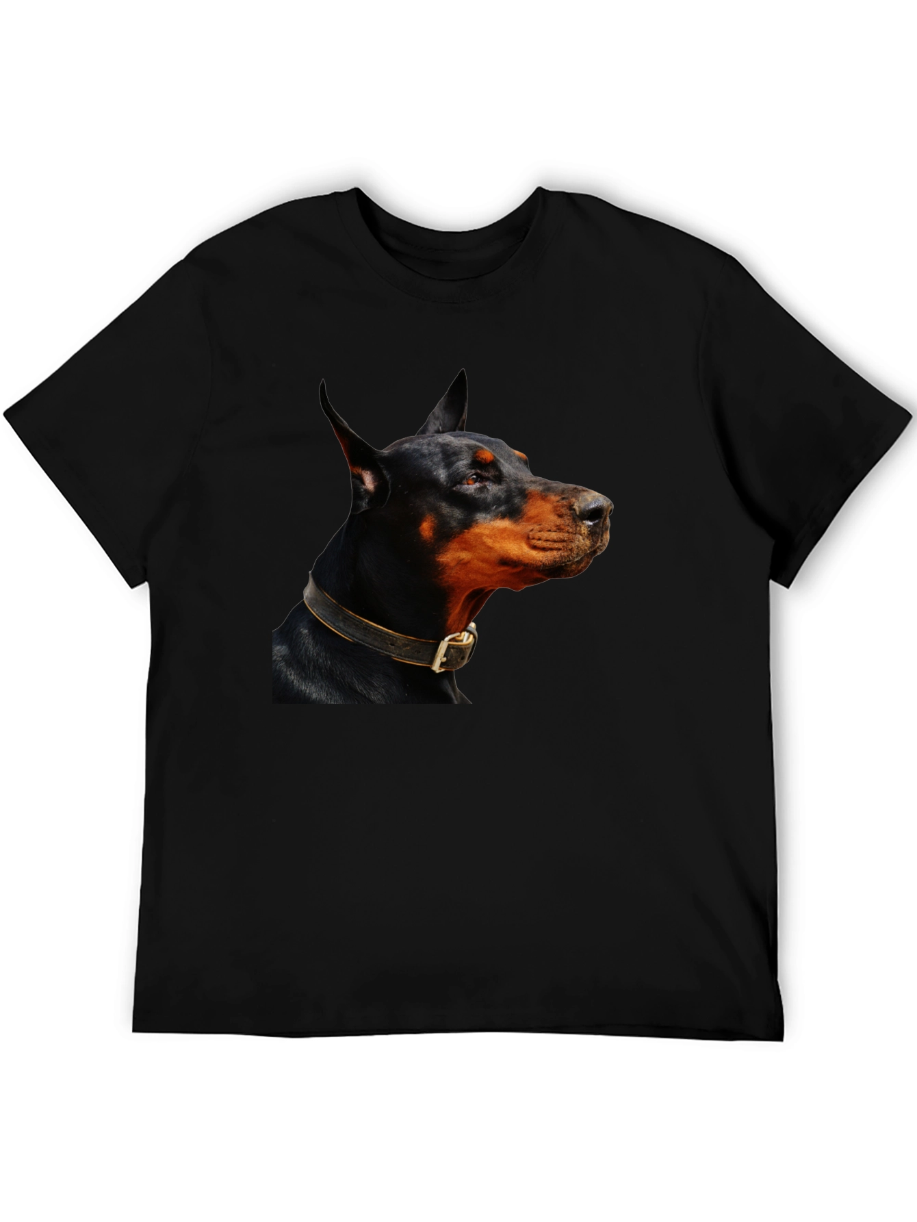 Doberman Dog Graphic Print Black T-Shirt