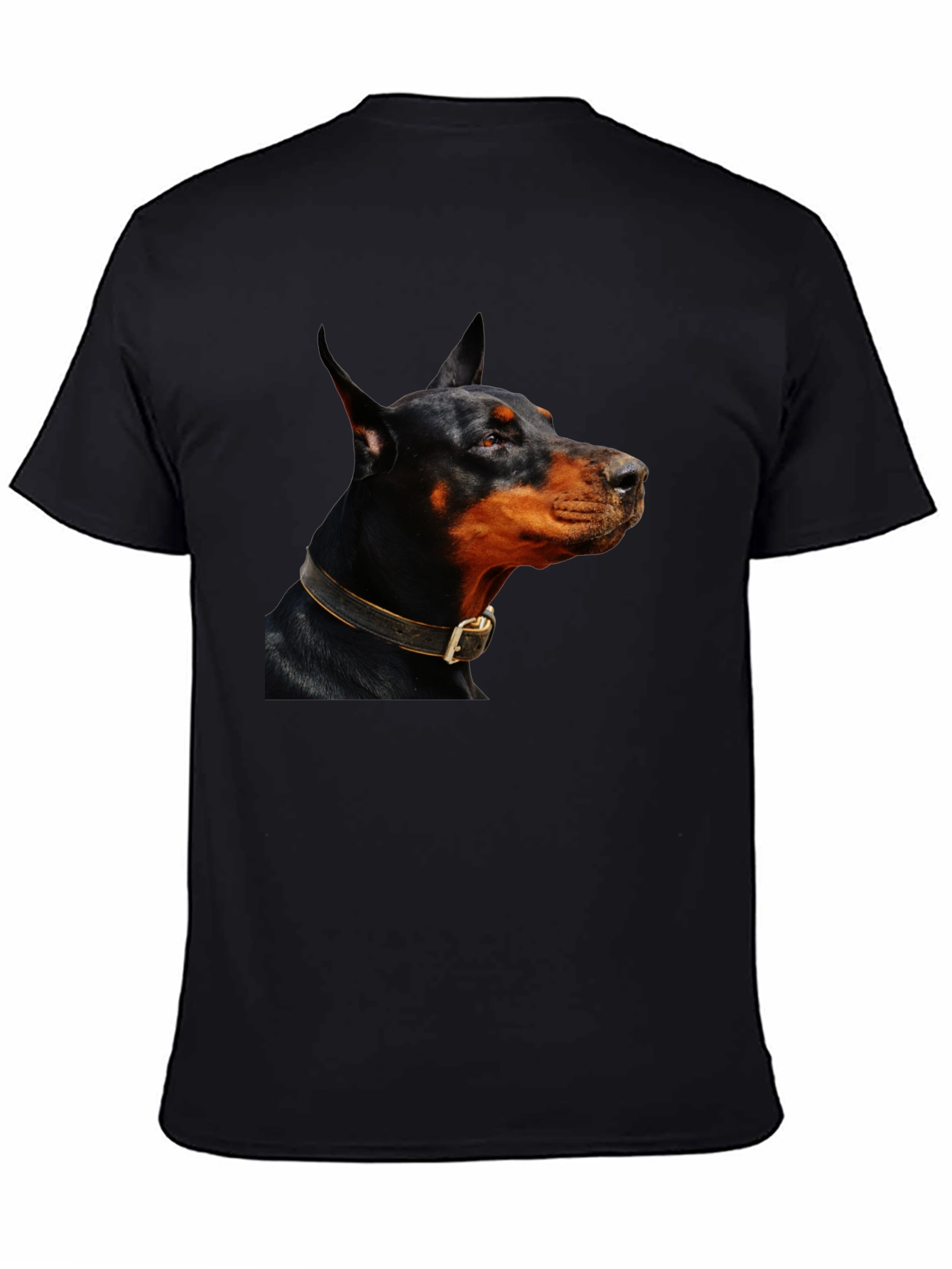 Doberman Dog Graphic Print Black T-Shirt