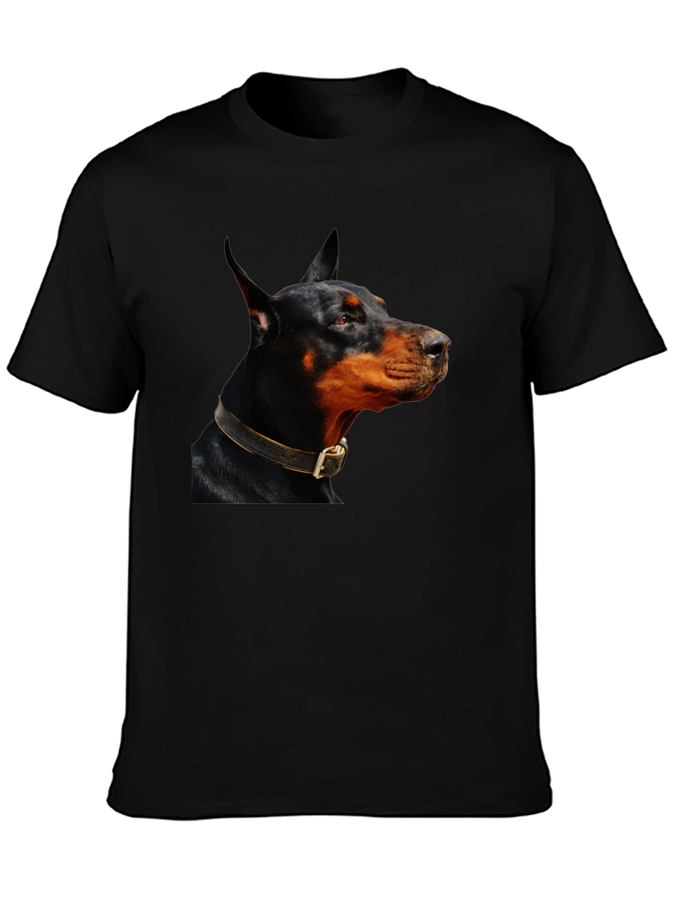 Doberman Dog Graphic Print Black T-Shirt