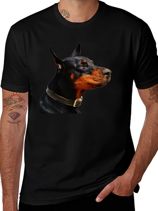 Doberman Dog Graphic Print Black T-Shirt