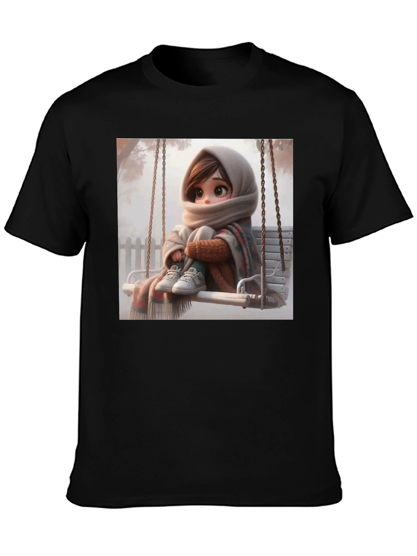 Girl on Swing Black Tee