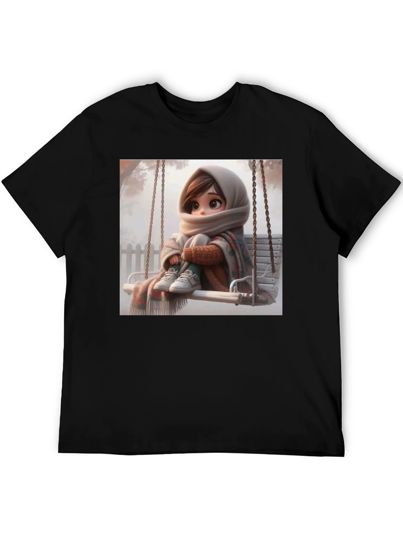 Girl on Swing Black Tee
