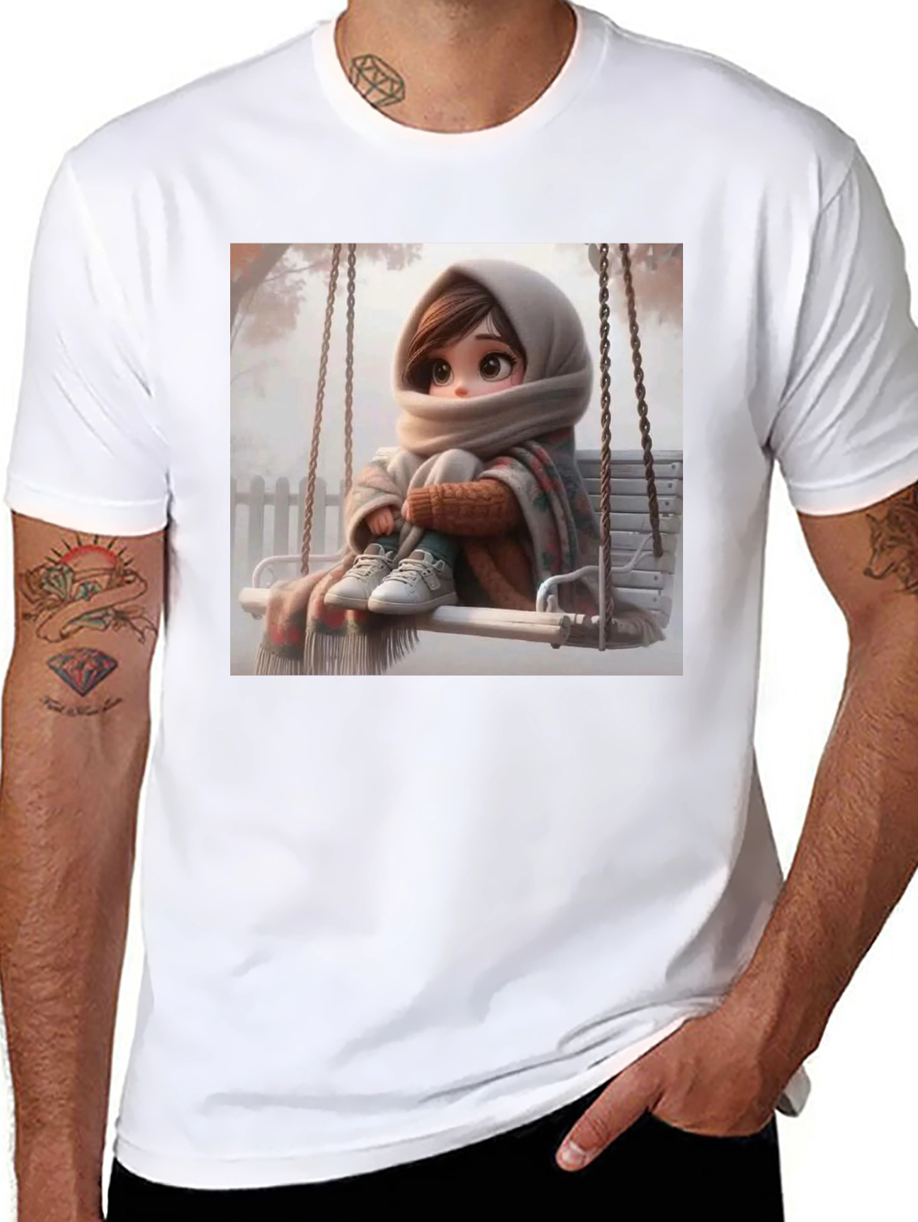 Girl on Swing Black Tee