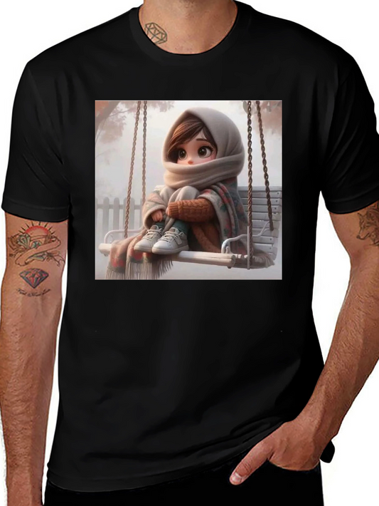 Girl on Swing Black Tee